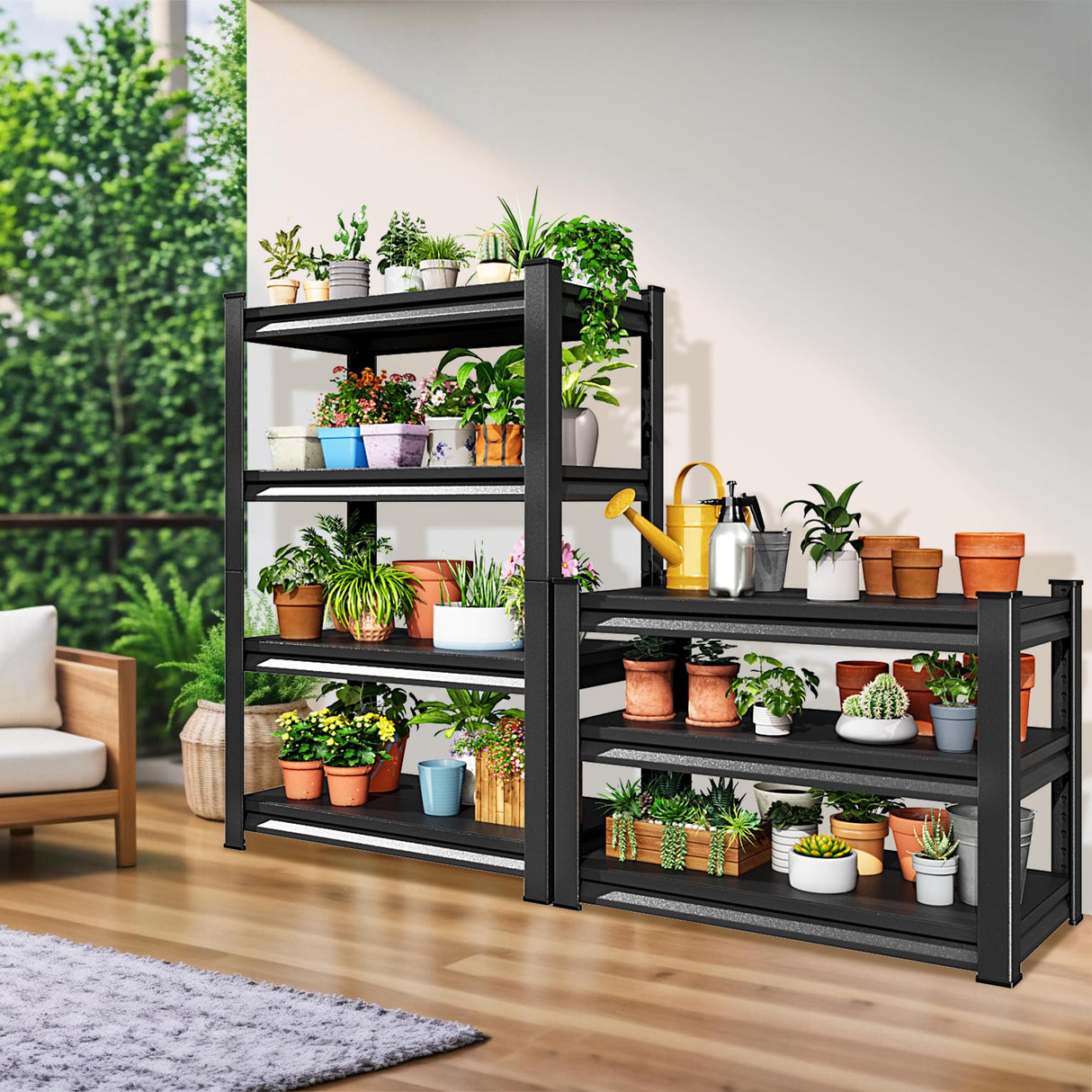 Huhaneon Garage Shelves Heavy Duty - 36''W 1,480Lbs Metal Adjustable Storage Shelving Rack Units for Warehouse Basement Pantry Kitchen 36" W x 16" D x 66" H 4 Tier Black Huhaneon