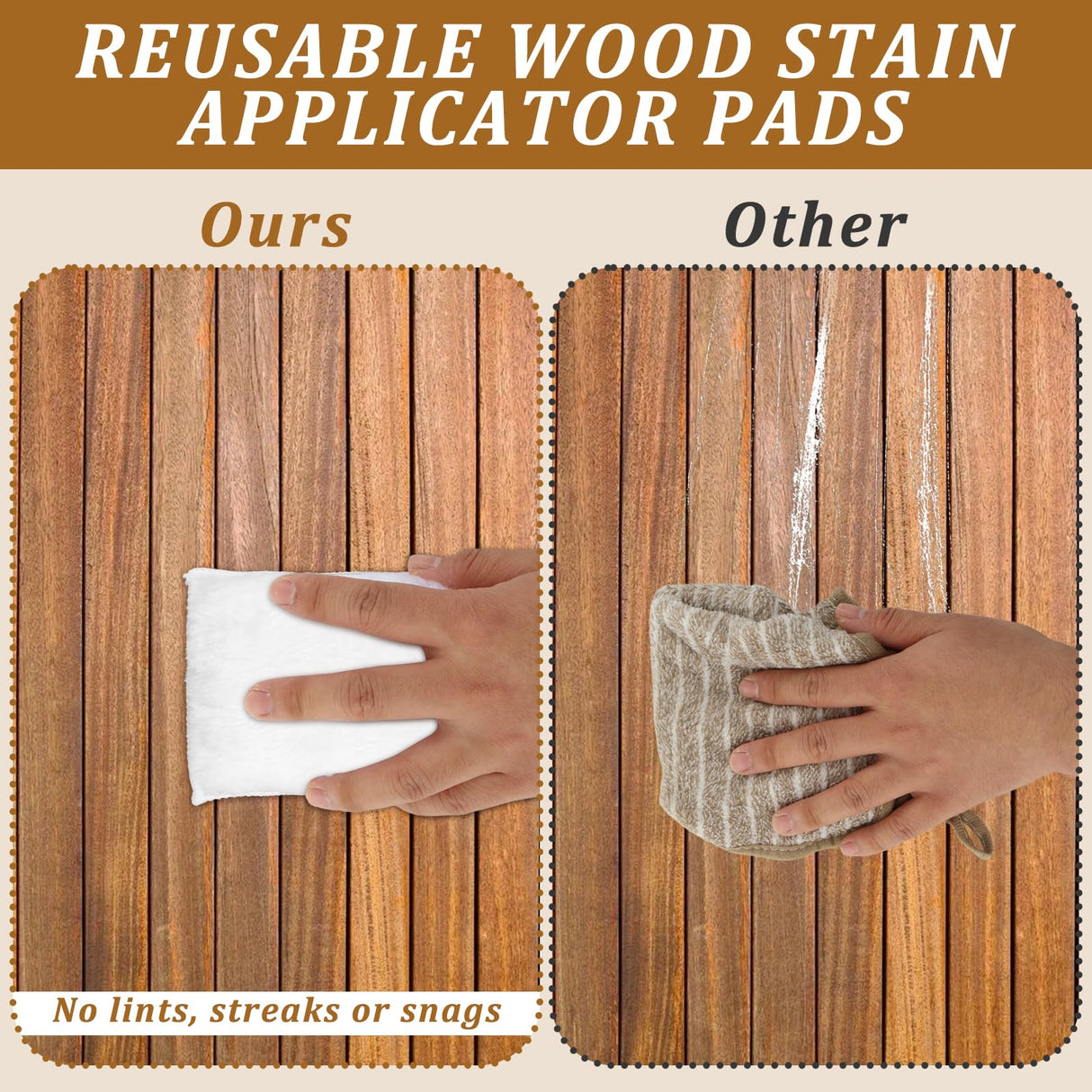 20 Pcs Wood Stain Applicator Pads, Wood Lint and Snag Free Applicator Pads Reusable Fiber Staining Pad Square Thick Rags Cloth for Wood Stain and Oil Based Finishes, White FMOACEN