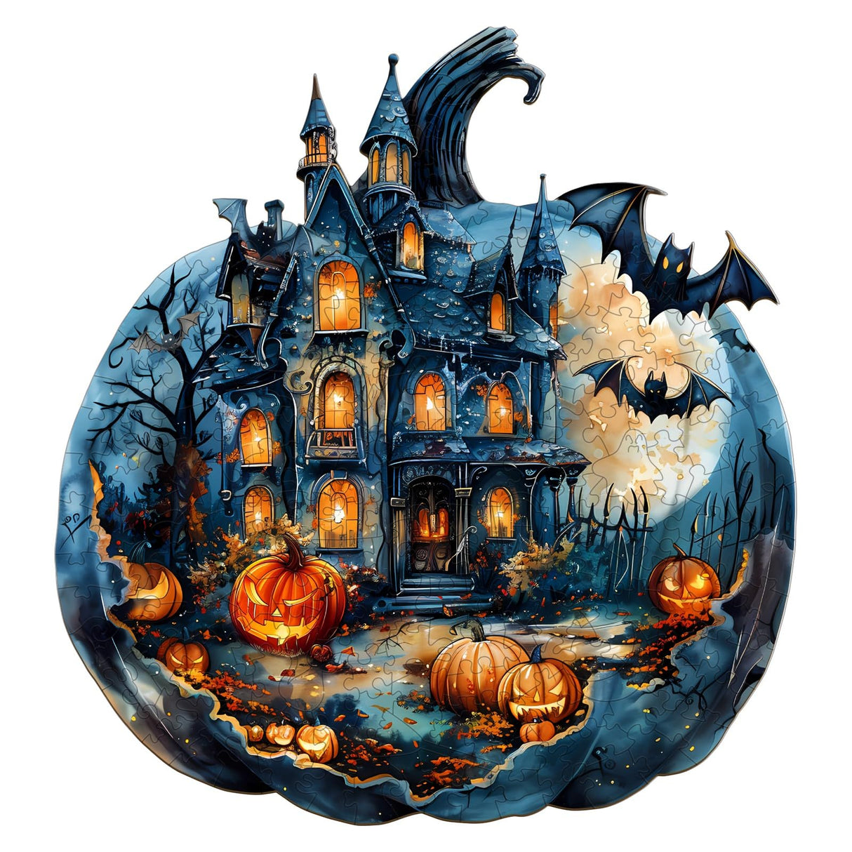Jigfoxy Wooden Puzzles for Adults, Halloween Pumpkin Wood Puzzles Adult, Unique Animal Shape Wooden Jigsaw Puzzles for Adults, Birthday Gifts for Puzzle Lovers, Family (S-8.5 * 7.8in-100pcs) Jigfoxy