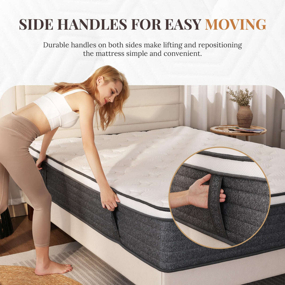 Queen Mattress, 12 Inch Queen Size Hybrid Mattresses in a Box , Medium Feel Foam and Individual Pocket Springs, Fiberglass Free Bed Mattress, Extra Edge Support, Pressure Relief, CertiPUR-US CH CHARME HOUSE