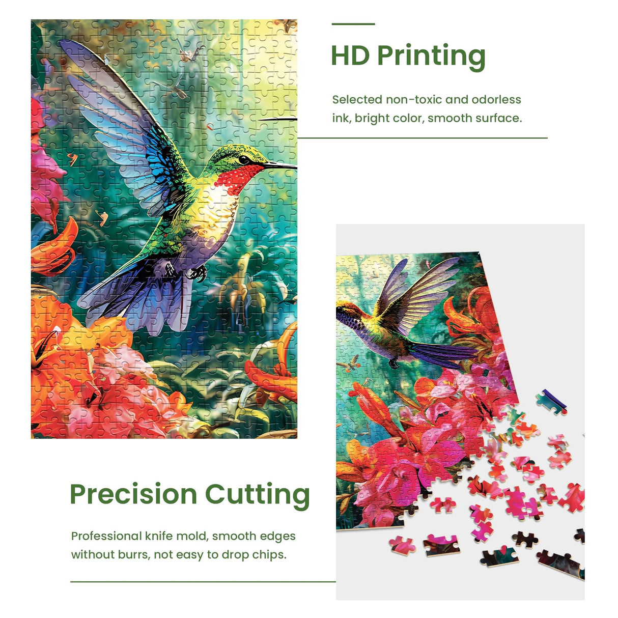 1000 Piece Puzzle for Adults - Hummingbird Garden | Wooden Jigsaw Puzzles 1000 Pieces | Decorations DIY Leisure Game Toy Gift for Family Friends| Difficult Puzzles Size 29 x 20 inches najiaxiaowu