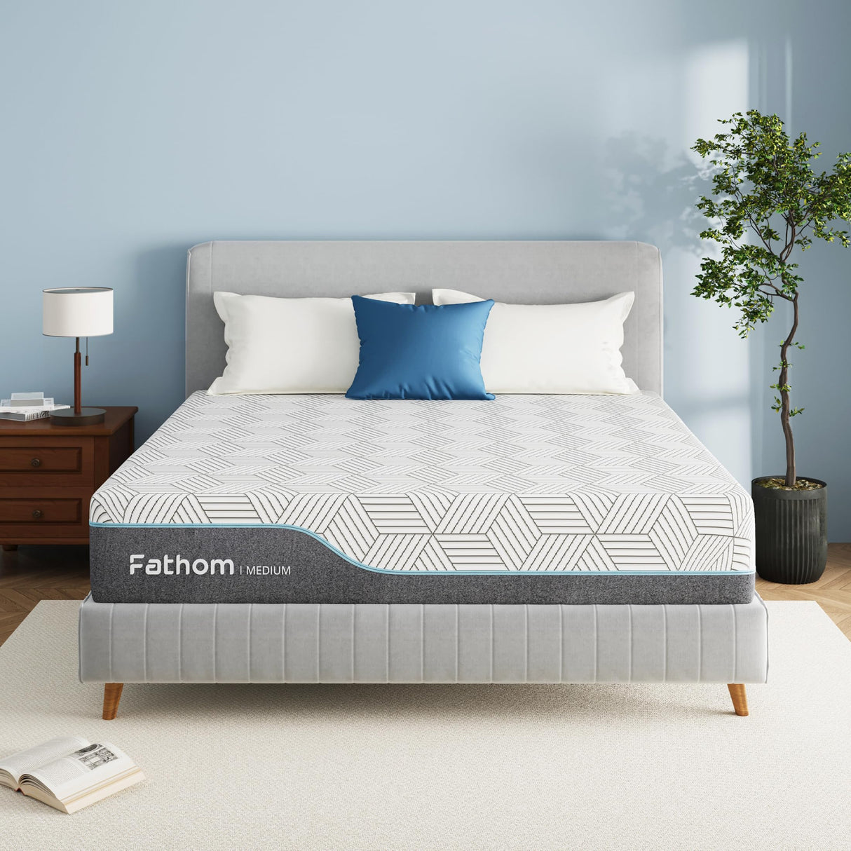 FATHOM Medium King Mattress 12 Inch Memory Foam Mattress King Size Bed in a Box for Back Pain Relief and Cool Sleep with Gel Foam and Removeable Fiberglass Free Cover, CertiPUR-US Certified FATHOM