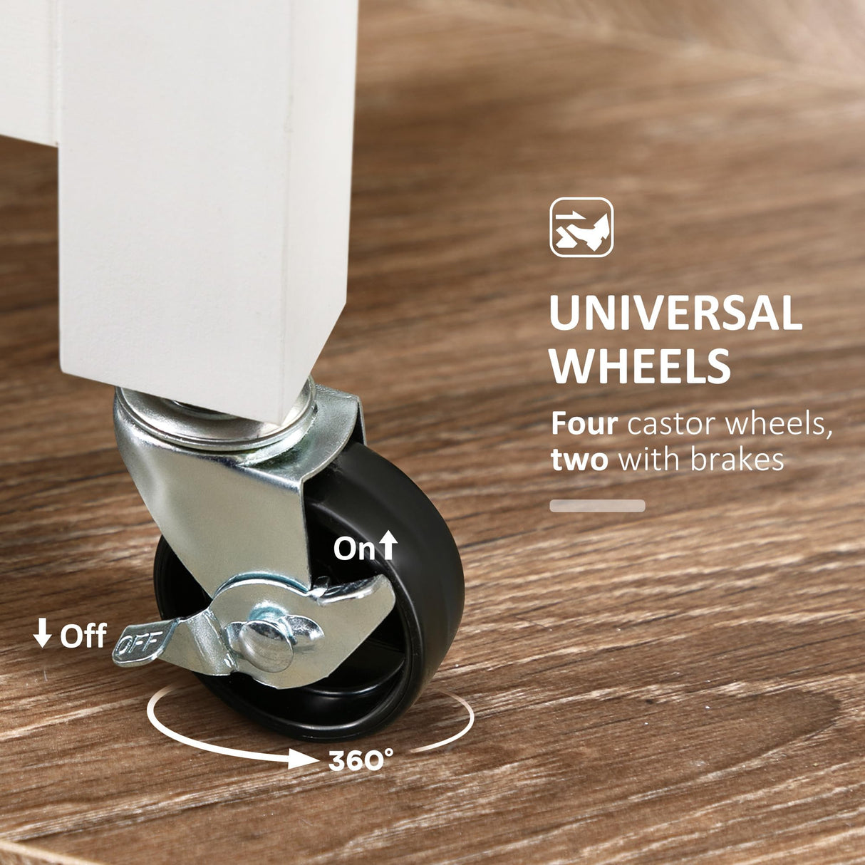 HOMCOM Rolling Kitchen Island Cart, Bar Serving Cart, Compact Trolley on Wheels with Wood Top, Shelves & Drawers for Home Dining Area, White HOMCOM