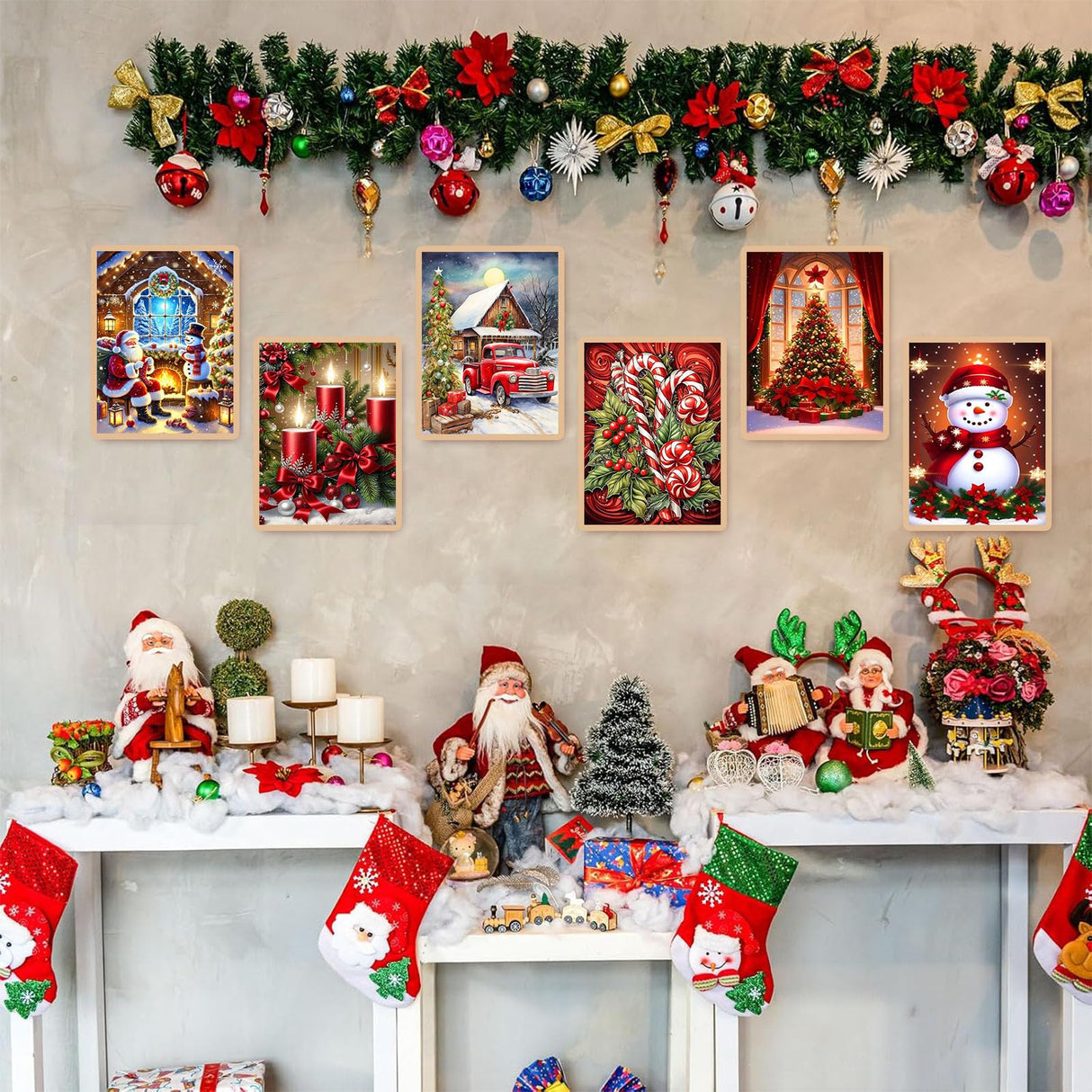 6 Pack Christmas Diamond Art Kits for Adults - Christmas 5D Diamond Painting, Gem Art for Adults, Gem Painting Kits for Wall Home Decor Arts Craft 12x16inch ajepon