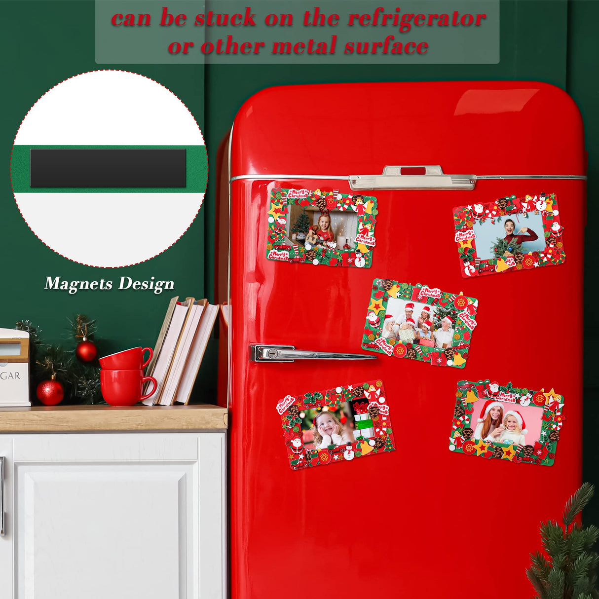 Fovths 436 Pieces Christmas Picture Frame Craft Kit for Kids Include Foam Photo Frames Christmas Foam Self Adhesive Stickers Magnet Art DIY Christmas Ornament for Xmas Party Favor, Home Decor Fovths