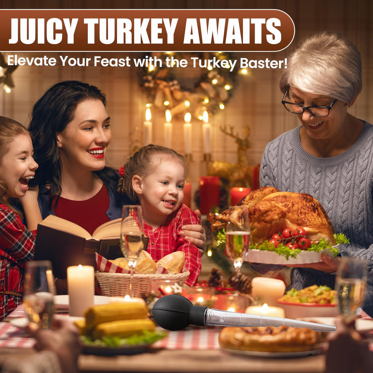 OLESBUR Premium Turkey Basters for Cooking – Baster Syringe for Hot Liquids – Meat and Food Injector – Essential Thanksgiving Cooking Tool – Turkey Baster Large with Cleaning Brush(Black) OLESBUR