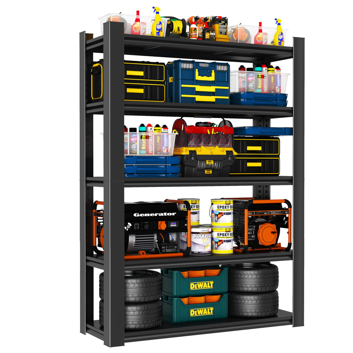 Notmise Metal Garage Shelving Unit, Heavy Duty 5-Tier Adjustable Storage Rack, Steel Shelving,3000 lbs Capacity, Industrial Shelves for Heavy Tools and Equipment (5-Tier 78" H x36 W x 18" D) Notmise