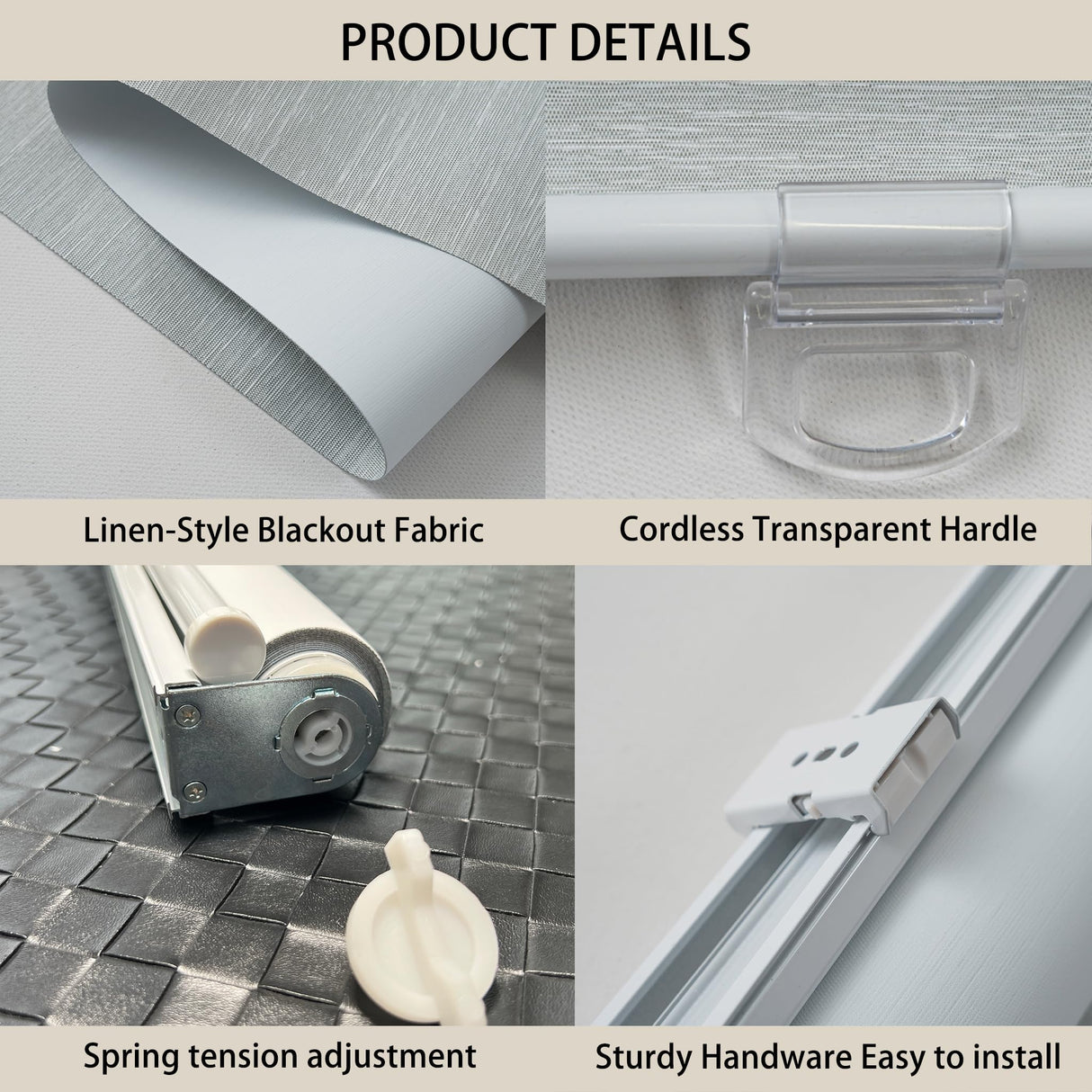 Ajadeblind Blackout Roller Shades for Windows, Thermal Insulated Pull Down Shade, Total Blackout Window Blinds for Home,Office,Bedroom,Door (Linen Beige,23''x72'') Ajadeblind