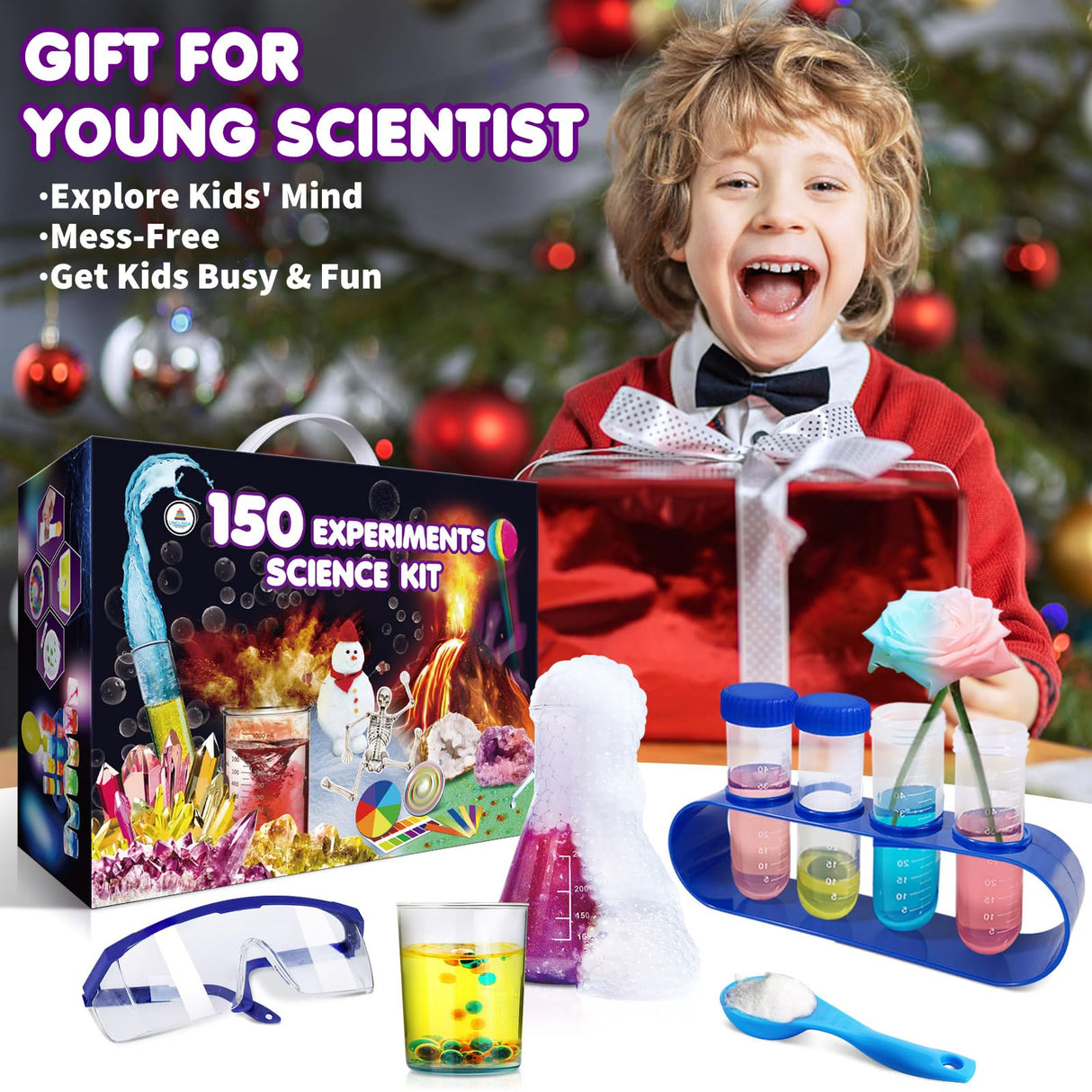UNGLINGA 150 Experiments Science Kits for Kids Boys Girls, S.T.E.M Kit Toys Gifts Ideas Birthday Christmas, Chemistry Break Geodes, Volcano, Physics Educational Activities Project UNGLINGA