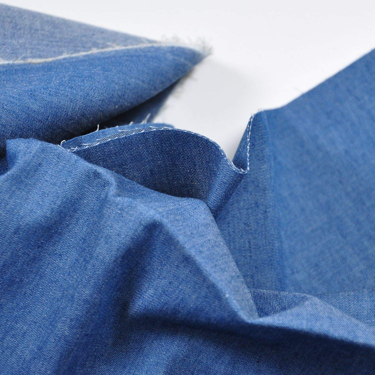Indigo Blue 4.8 oz 100% Cotton Denim Chambray Fabric,56 Inches Wide, by The Yard WoodArtSupply