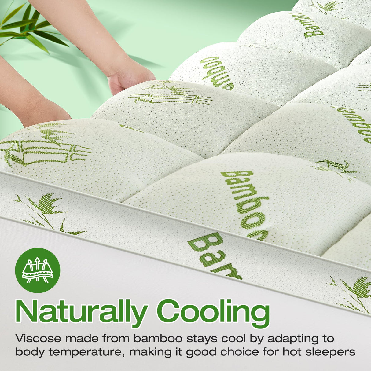 Easthome Mattress Topper King Size Viscose Derived from Bamboo, Thick Soft Pillow Top Mattress Pad Cover for Back Pain, Mattress Protector with 8-21 Inch Deep Pocket, White Easthome