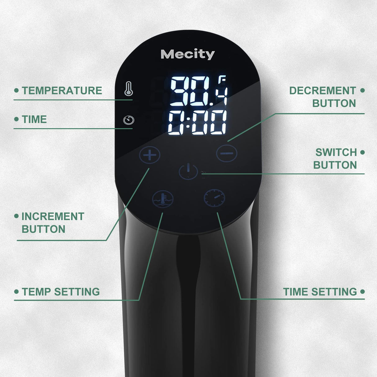 Mecity Sous Vide Precision Cooker Machine 1100W Water Bath Cooking Steak Vegetable Meat Fish 0.5 Degrees Accuracy Immersion Circulator with Recipes Mecity