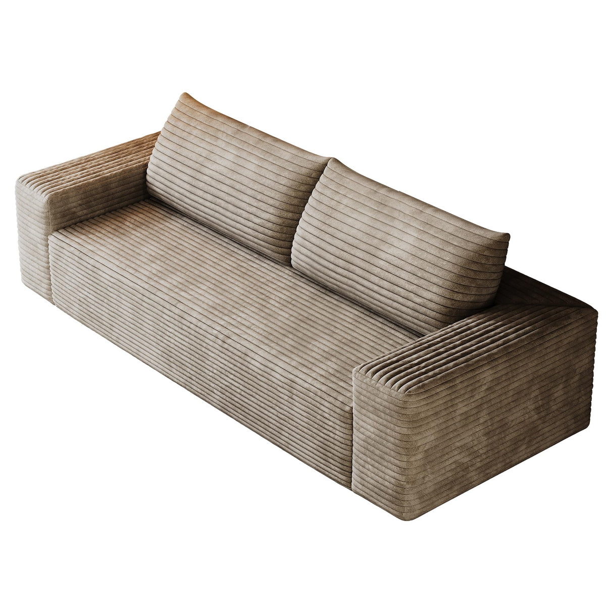 RENDGO 63" Cloud Loveseat Sofa Couch,No Assembly Required 2 Seater Foam Floor Boneless Couches,Modern Apartment Deep Seat Sofas with Corduroy Fabric,Small Love Seat,Camel RENDGO