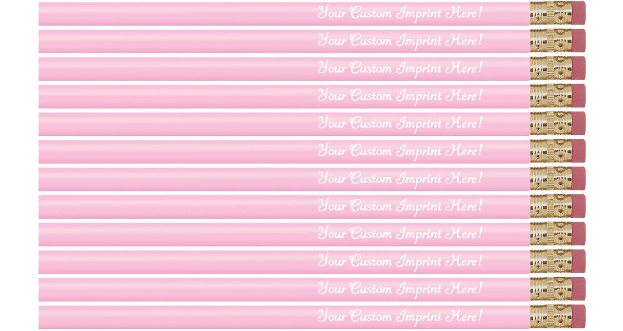 Express Pencils™ Personalized Pencils - Round - Custom Imprinted with name or message - Made in Usa - Customizable -12 piece pkg (Pastel Pink) Express Pencils