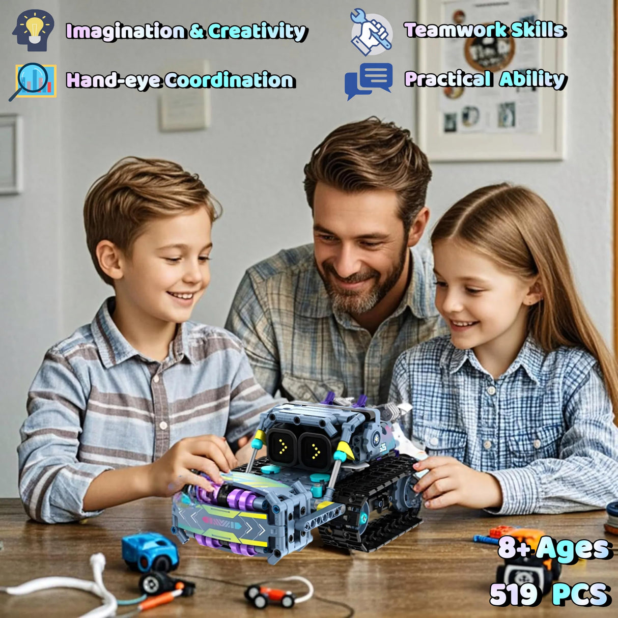 SparkLab STEM Toys for Boys Age 8-12 - Robot Kit & Building Blocks, 3in1 Technic Coding Robot Toy, Remote & App-Controlled Robotics Kit with 519 Pieces, for Teen Boys SparkLab