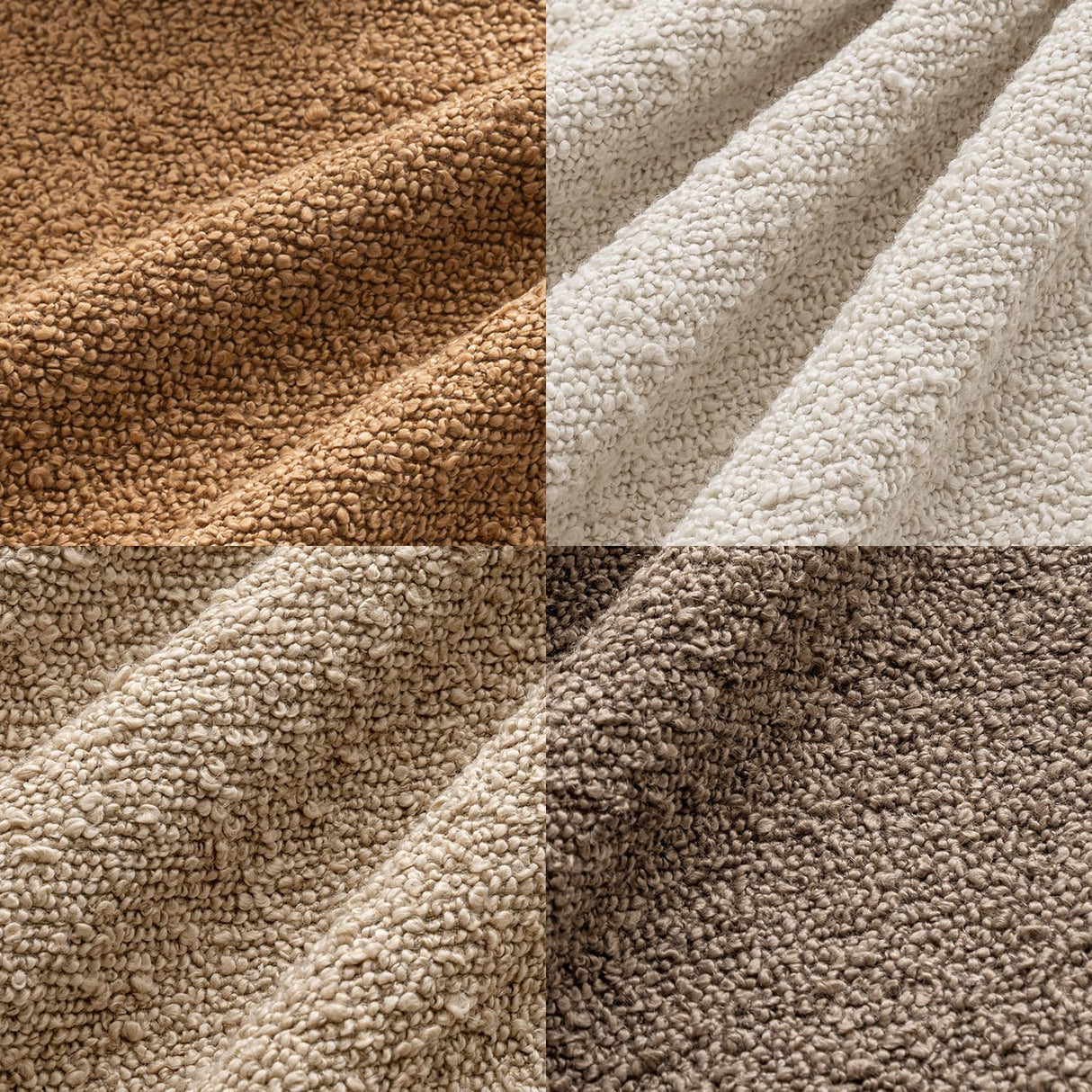 MIULEE Pack of 4 Decorative Textured Boucle Throw Pillow Covers 18x18 Inch Neutral Brown Accent Solid Pillow Cases Couch Cushion Covers for Modern Farmhouse Boho Chair Sofa Bed Room Home Decor MIULEE