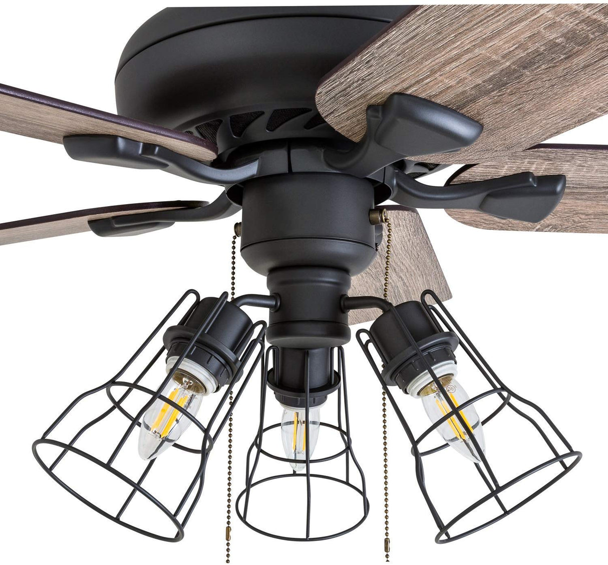 Prominence Home Lincoln Woods, 52 Inch Industrial Style LED Ceiling Fan with Light, Remote Control, Three Mounting Options, 5 Dual Finish Blades, Reversible Motor - 50745-01 (Bronze) Prominence Home