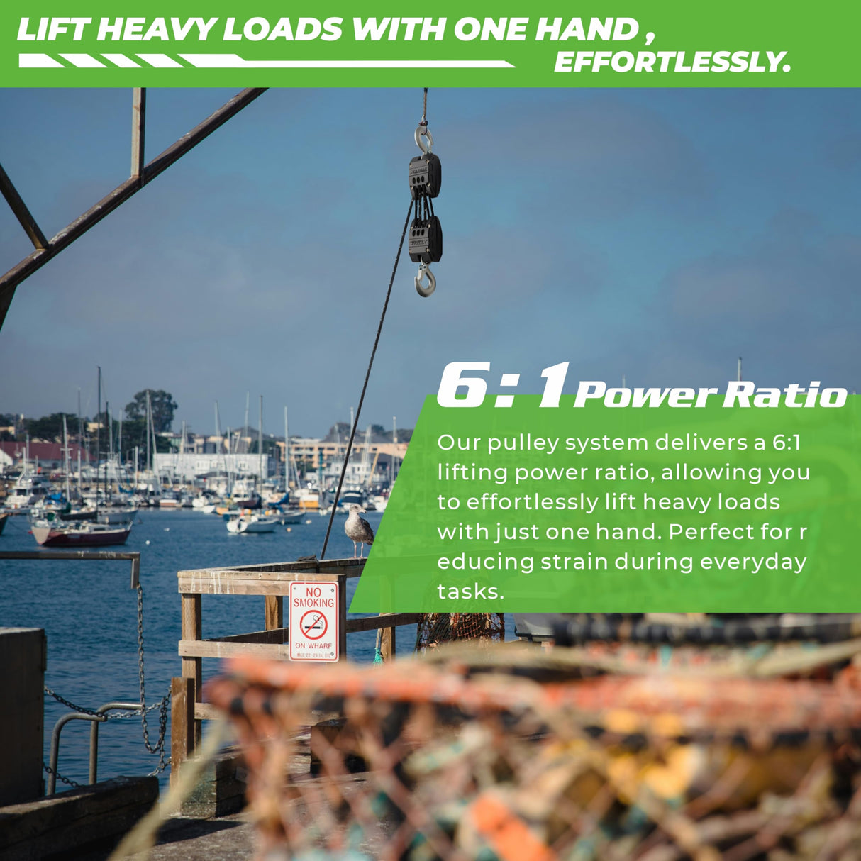 XSTRAP STANDARD Heavy-Duty Block and Tackle Pulley System, 1000LB wCapacity, 5:1 Lifting Power, 50FT Rope Hoist with 2 Soft Loops for Garage, Hunting, Tree Cutting, Deer Hoist, DIY Attic Lift, Black XSTRAP STANDARD