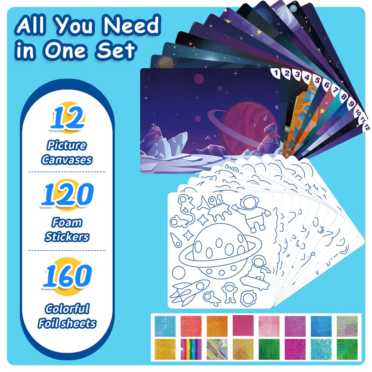 CREATIVETREES Foil Arts and Crafts for Kids – Space Craft with Clean Crafting, Mess-Free Coloring, Travel Toys, and Birthday Gifts for Ages 4 5 6 7 8 9-12 CREATIVETREES