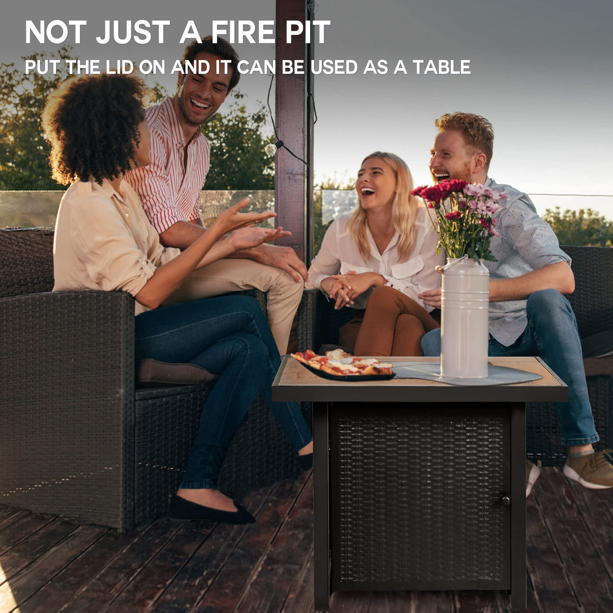 BALI OUTDOORS 50000 BTU Propane Fire Pit for Outdoor, 30 in Fire Pit Table Outdoor, Square Firepits for Outside Backyard, Patio BALI OUTDOORS