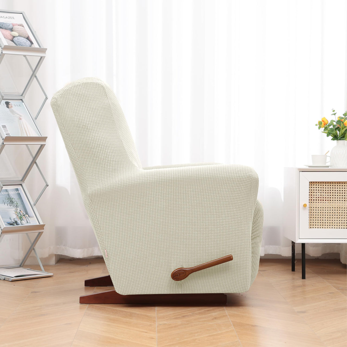 KEKUOU Recliner Chair Covers Lazy Boy Recliner Covers Stretch Couch Cover Slipcovers 1 Piece Furniture Protector with Elastic Bottom for Dog,Kids.(Recliner, Beige) KEKUOU
