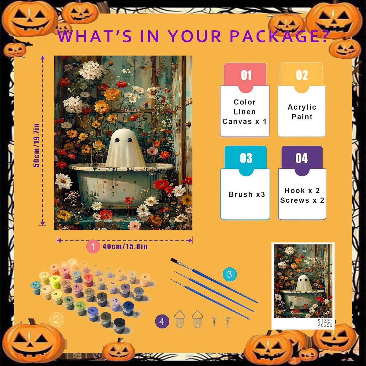 cviokrdu Halloween Paint by Numbers Kit for Adults - Ghost Adult Paint by Number Kits Without Frame, DIY Ghost Oil Painting for Gift Home Wall Decor (16x20inch) cviokrdu