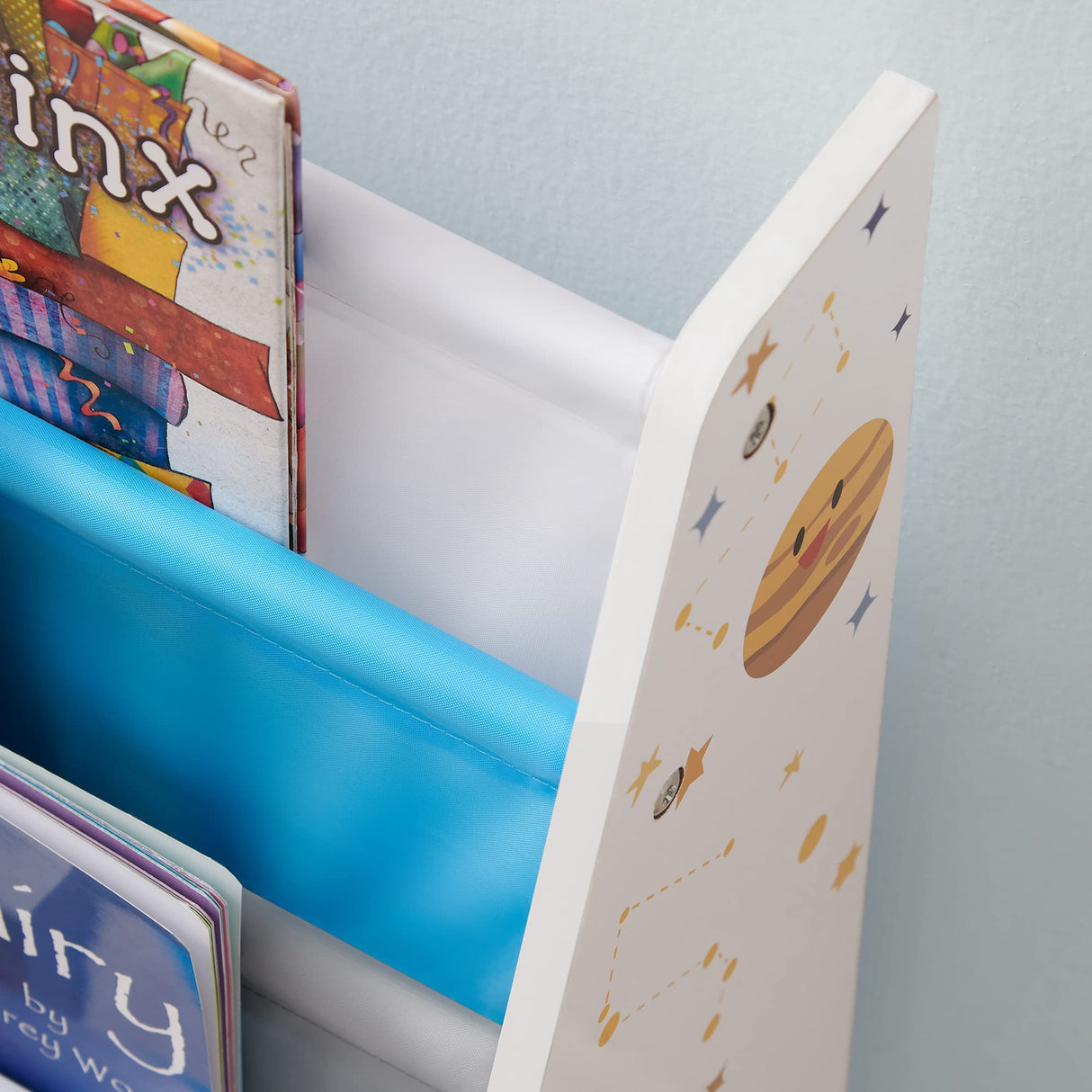 SONGMICS Kids’ Bookcase, Book Organizer, with Anti-Tip Kit, Storage Shelf for Children's Room, Playroom, School, Space-Saving Design, White, Blue and Gray UGKR72WT 11D x 24.6W x 23.6H in SONGMICS