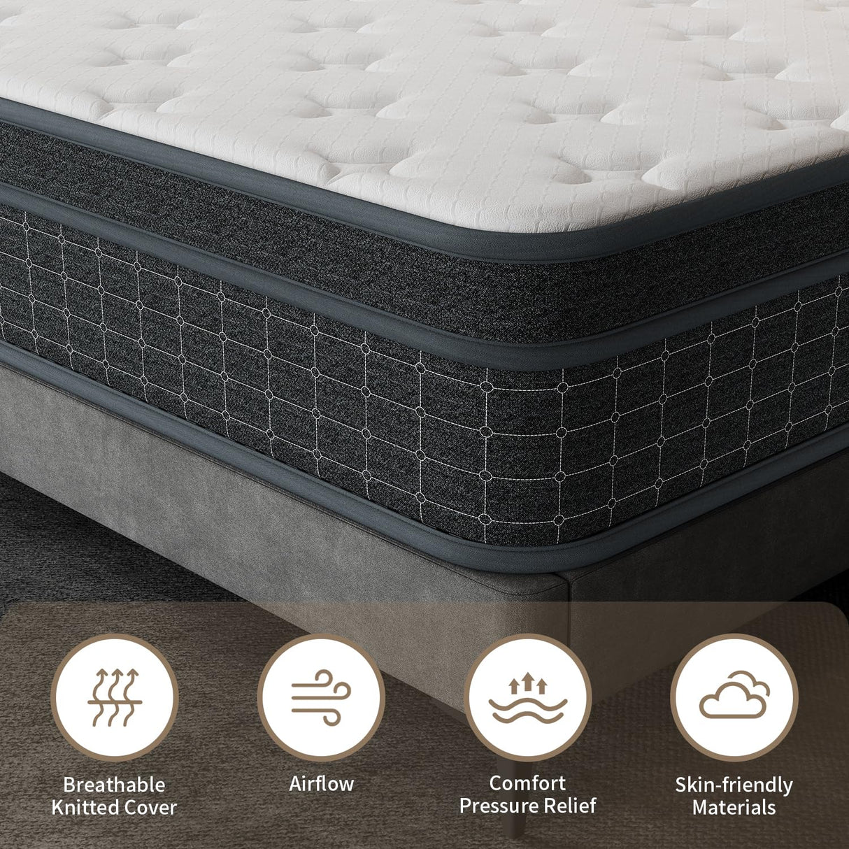 UMN Twin XL Mattress, 12 Inch XL Twin Mattress in a Box, Individually Pocketed Springs, Pressure Relief, Motion Isolation, Provides Support, CertiPUR-US Certified, Medium Firm UMN
