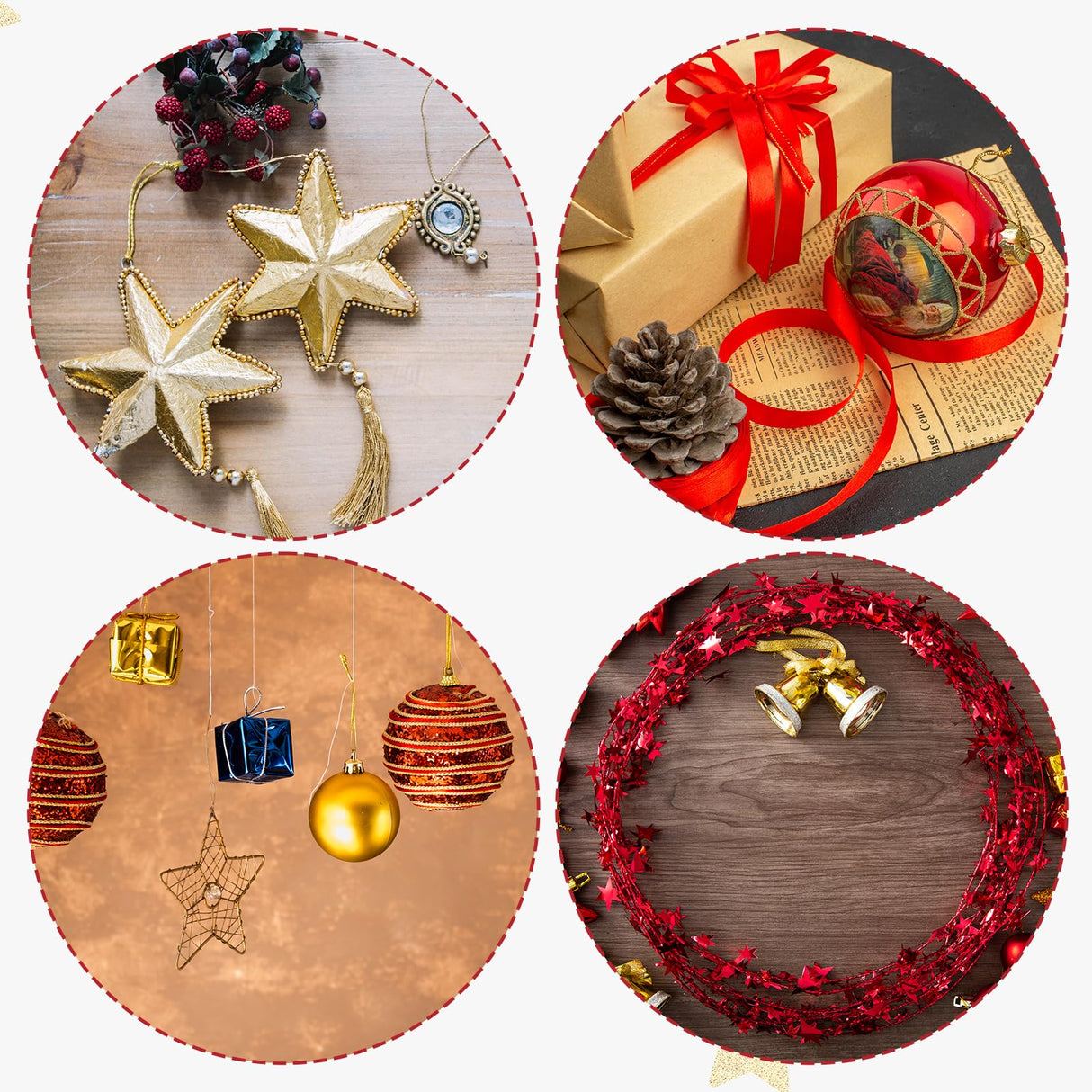 3 Rolls Christmas Decorative String Metallic Bakers String Wrapping Twine Strings Metallic Ornament Thread Glitter Strings for DIY Crafting Christmas Decor Gift Wrapping-Red/Gold/Silver DSLSQD