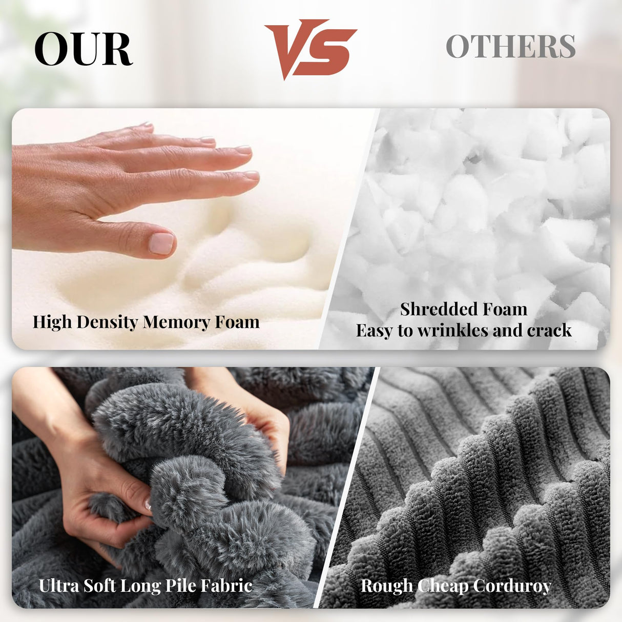 Jocisland 67 inch Chaise Lounge, No-Assembly Sofa Chaise with Throw Pillows and Armrests, Faux Fur Sleeper Sofa for Living Room, Apartments, Gray Jocisland