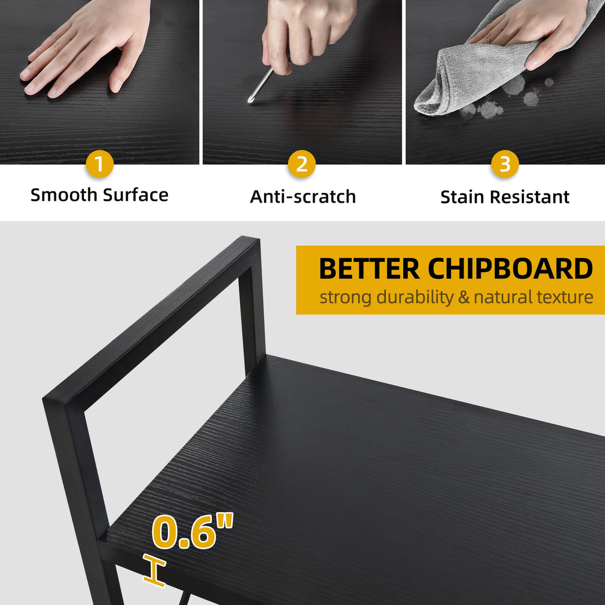 DWVO 5 Tier Bookshelf, Black Bookcase Storage Organizer, Modern Book Shelf Storage Rack Shelves for Bedroom, Living Room, Home Office, Black