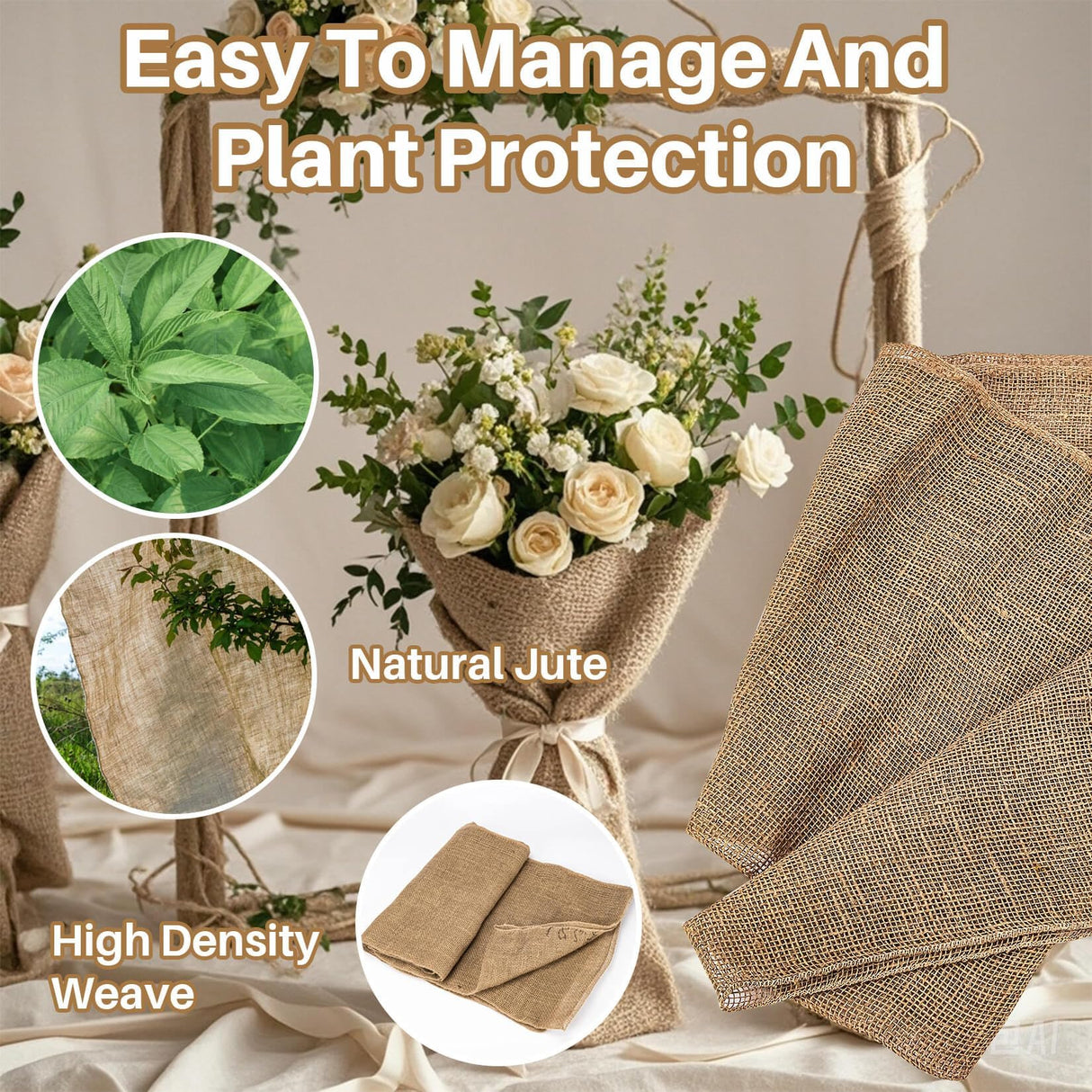 RAINFLOW 13 Ftx19.7 Burlap Roll - Garden Burlap Fabric Roll Burlap Boho Wedding Decor Jute Outdoor Fabric Weed Barrier Burlap Tree Trunk Wrap Farmhouse Table Decor for Crafts Gardening RAINFLOW