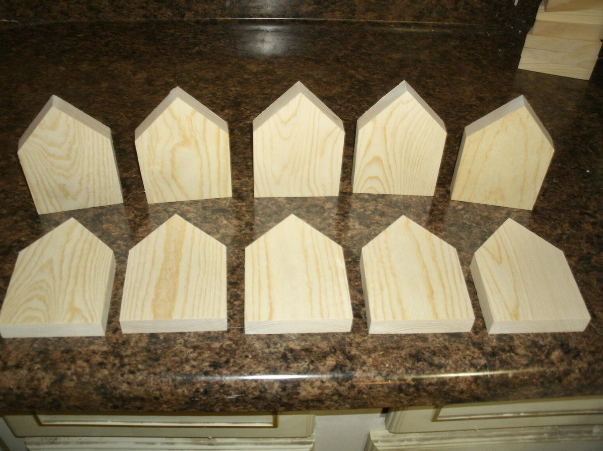 10 LARGE Unfinished wood house shapes, wooden house cutouts, wooden blocks, wooden block house, WoodArtSupply