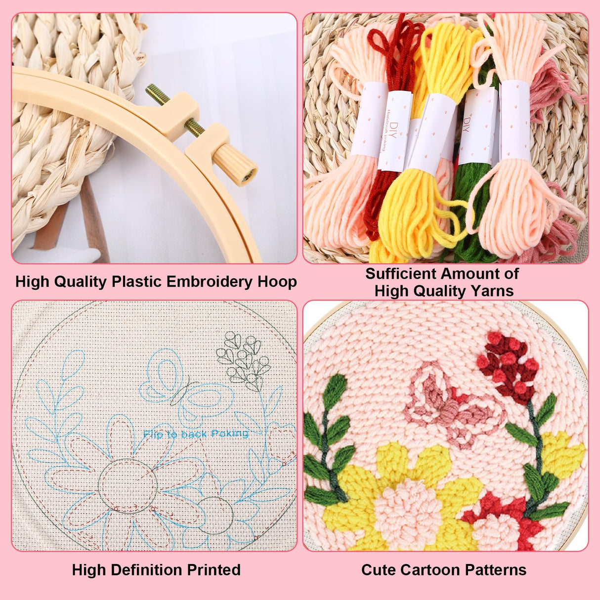 Fanmayhe Punch Needle Kit, Punch Needle Kits Adults Beginner, Embroidery Kit for Beginners Adults and Kids Include Embroidery Cloth with Pattern Thread Needle Threading Tool Instruction Fanmayhe