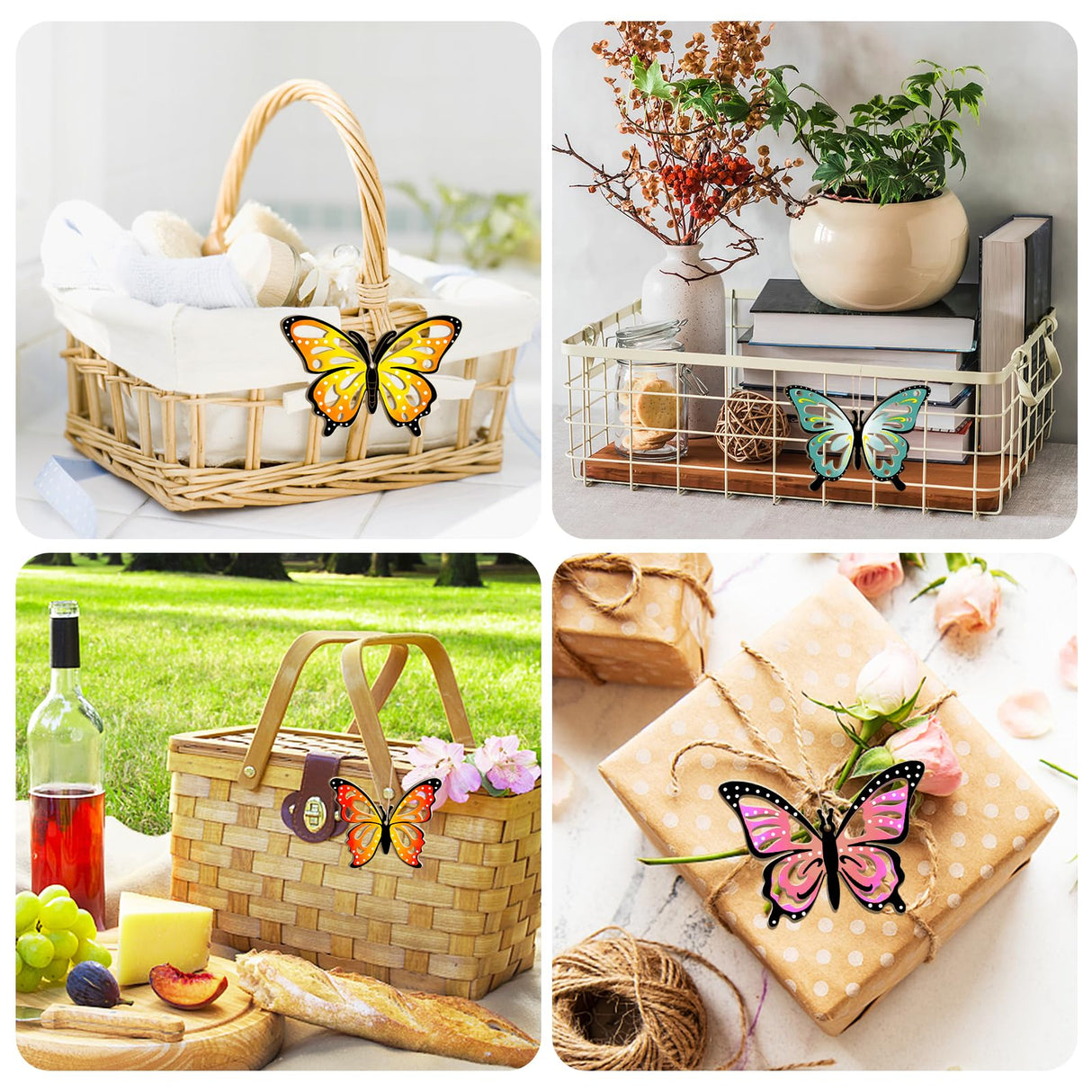 36PCS Wooden Hollow Butterfly Ornaments to Paint, 6 Styles DIY Blank Unfinished Wood Cutouts Ornament for Crafts Hanging Decorations Summer Sophena
