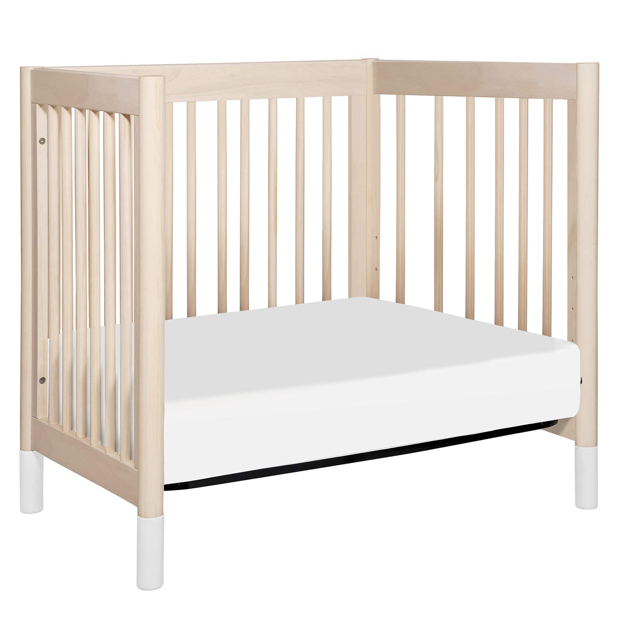 Babyletto Gelato 4-in-1 Convertible Mini Crib in Washed Natural and White, Greenguard Gold Certified babyletto
