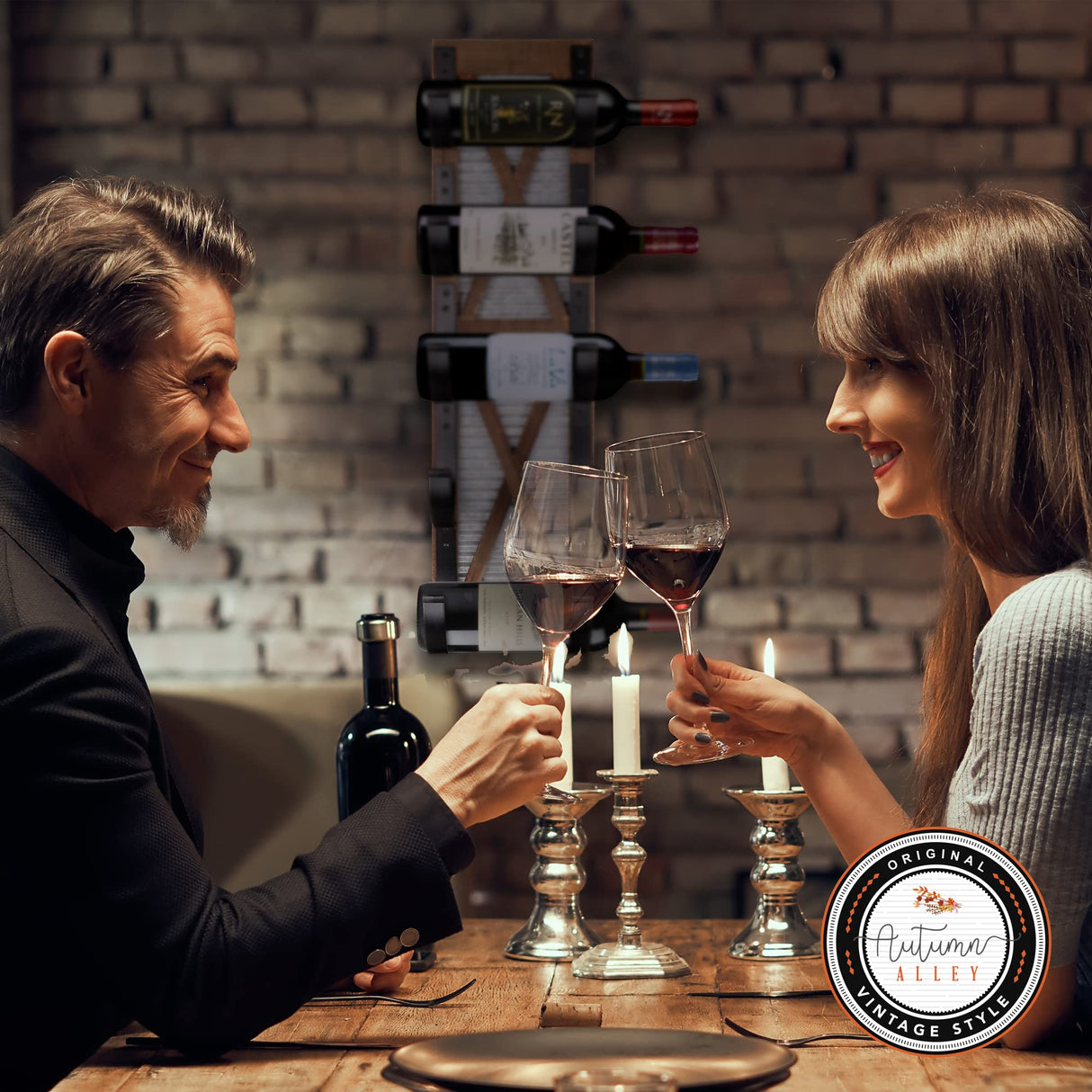 Autumn Alley Farmhouse Towel Holder, Rustic Wine Rack, Rolled Towel Rack, and Wine Holder for Farmhouse Bathroom Accessories Décor, Western Decor Wall Mounted Towel Rack, Rustic Brown Autumn Alley