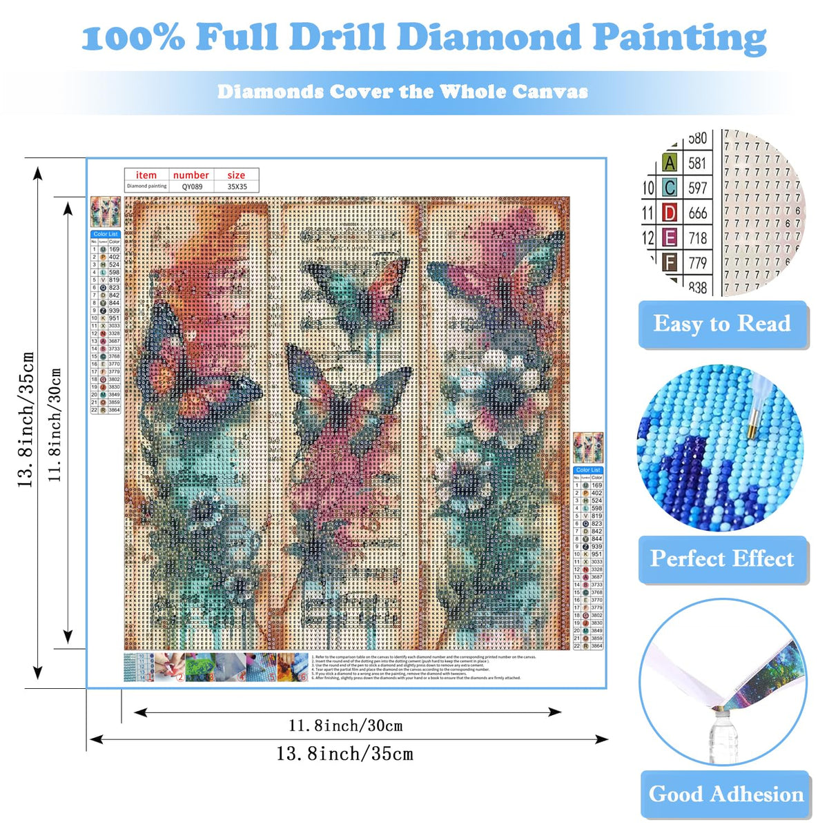 Rekxtmo DIY Butterfly Diamond Art Kits for Adults, 5D Diamond Painting for Beginners, Music Diamond Dot, Gem Painting Kit, Small Dimond Art Paintings Kit, Crafts for Adults, Home Wall Decor 14x14inch Rekxtmo