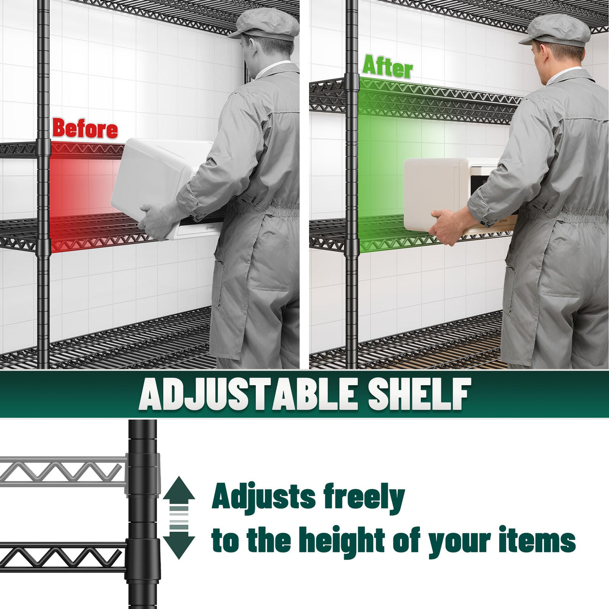 DurayLoly 68.1"W Storage Shelves 2500LBS Wire Shelving Unit, Garage Shelving Heavy Duty, Adjustable Metal Shelves for Garage, Pantry, Kitchen, Basement, Warehouse, Business 68.1"W x 20.9"D x 70.9"H DurayLoly