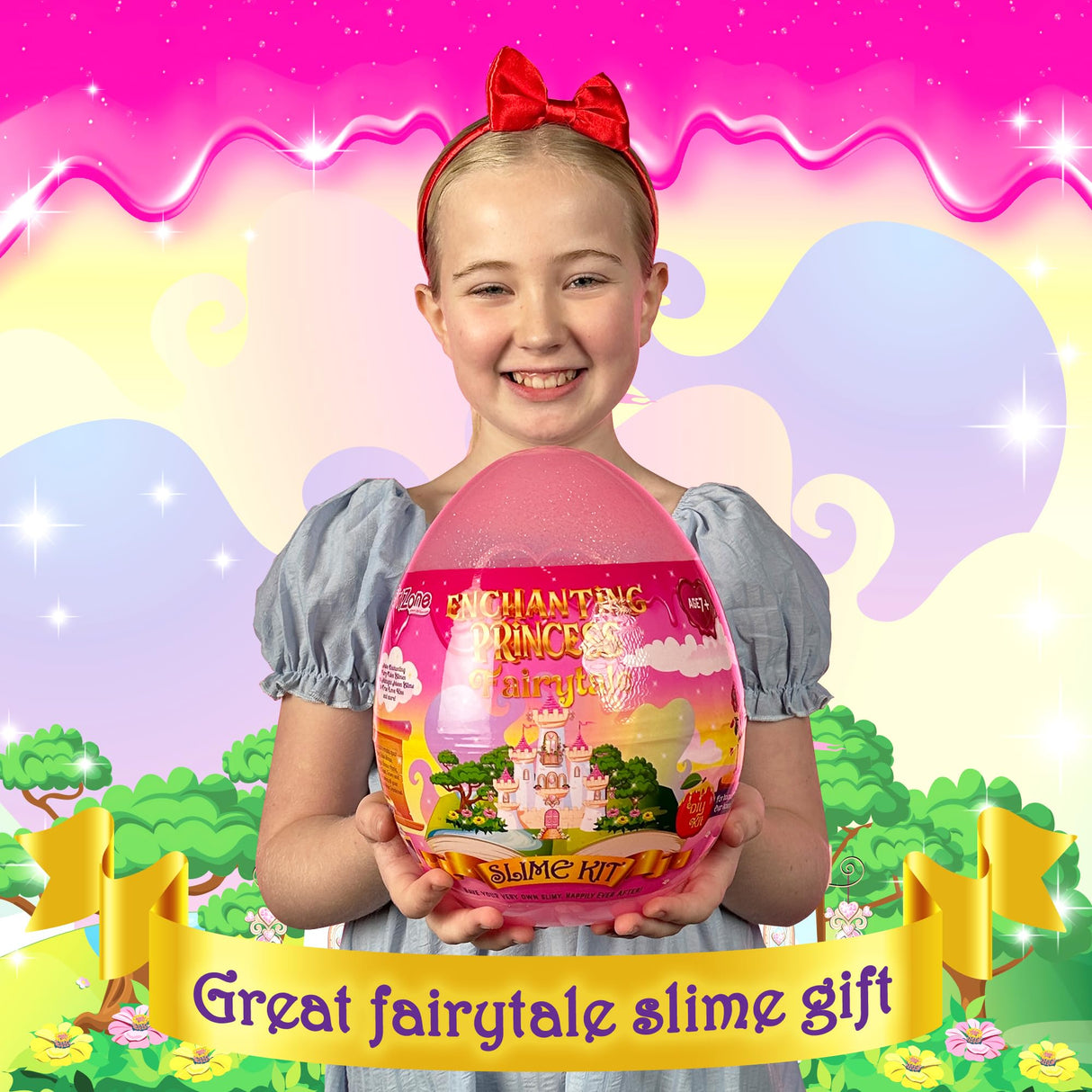 GirlZone Princess Slime Kit - 42-Piece Apple-Scented DIY Slime Making Set with Activator, Heart Containers & Add-Ins - Gift for Girls Ages 7+ GirlZone