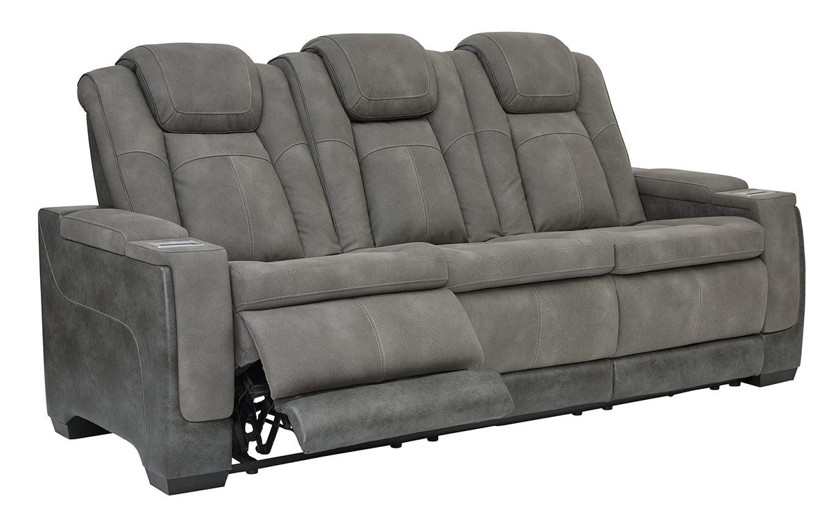Signature Design by Ashley Next-Gen DuraPella Modern Faux Leather Power Reclining Sofa with Adjustable Headrest, Gray Signature Design by Ashley