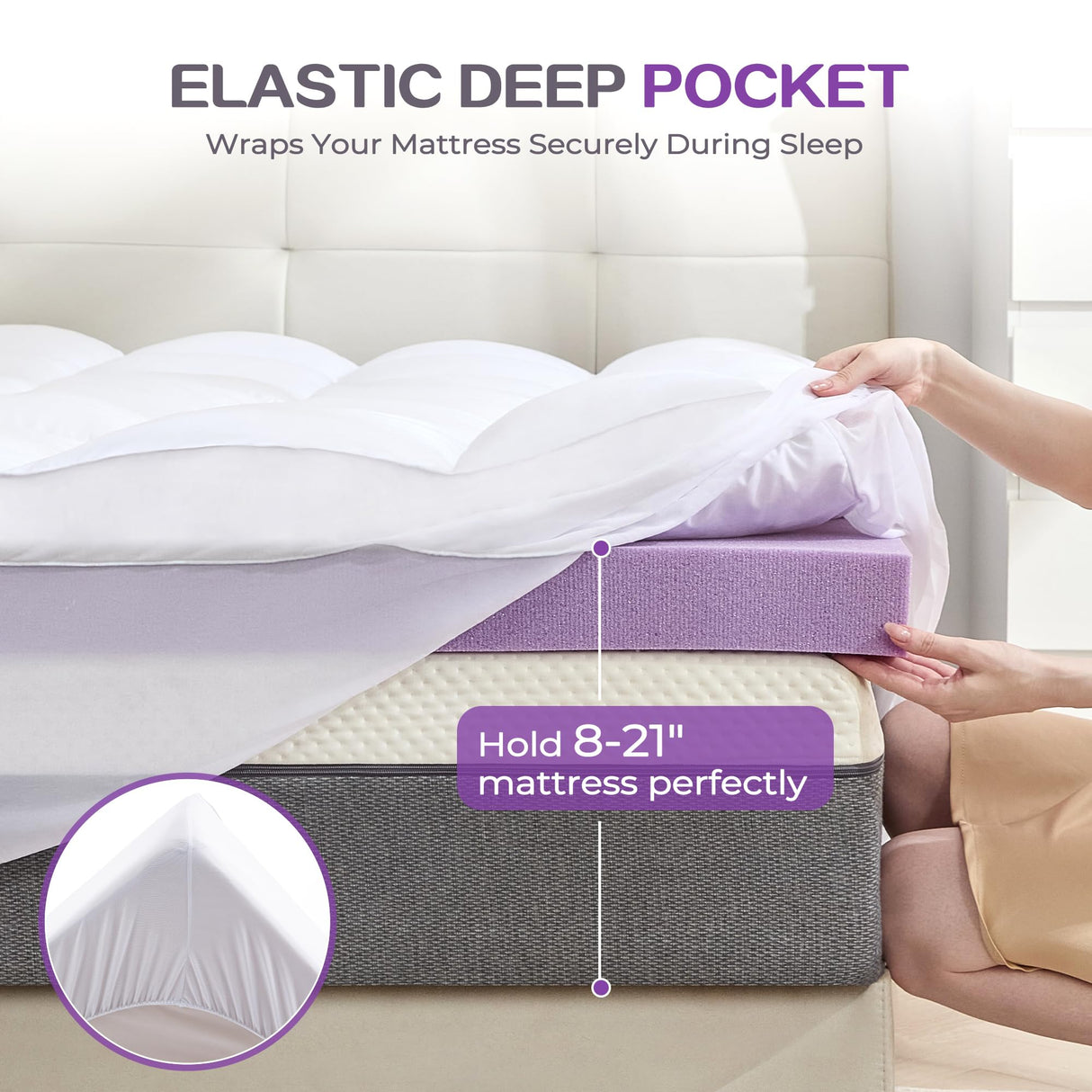 SINWEEK Dual Layer 5 Inch Memory Foam Mattress Topper King Size, 3 Inch Gel Memory Foam Plus 2 Inch 1450 GSM Down Alternative Quilted Pillow Top Mattress Pad Cover, White SINWEEK