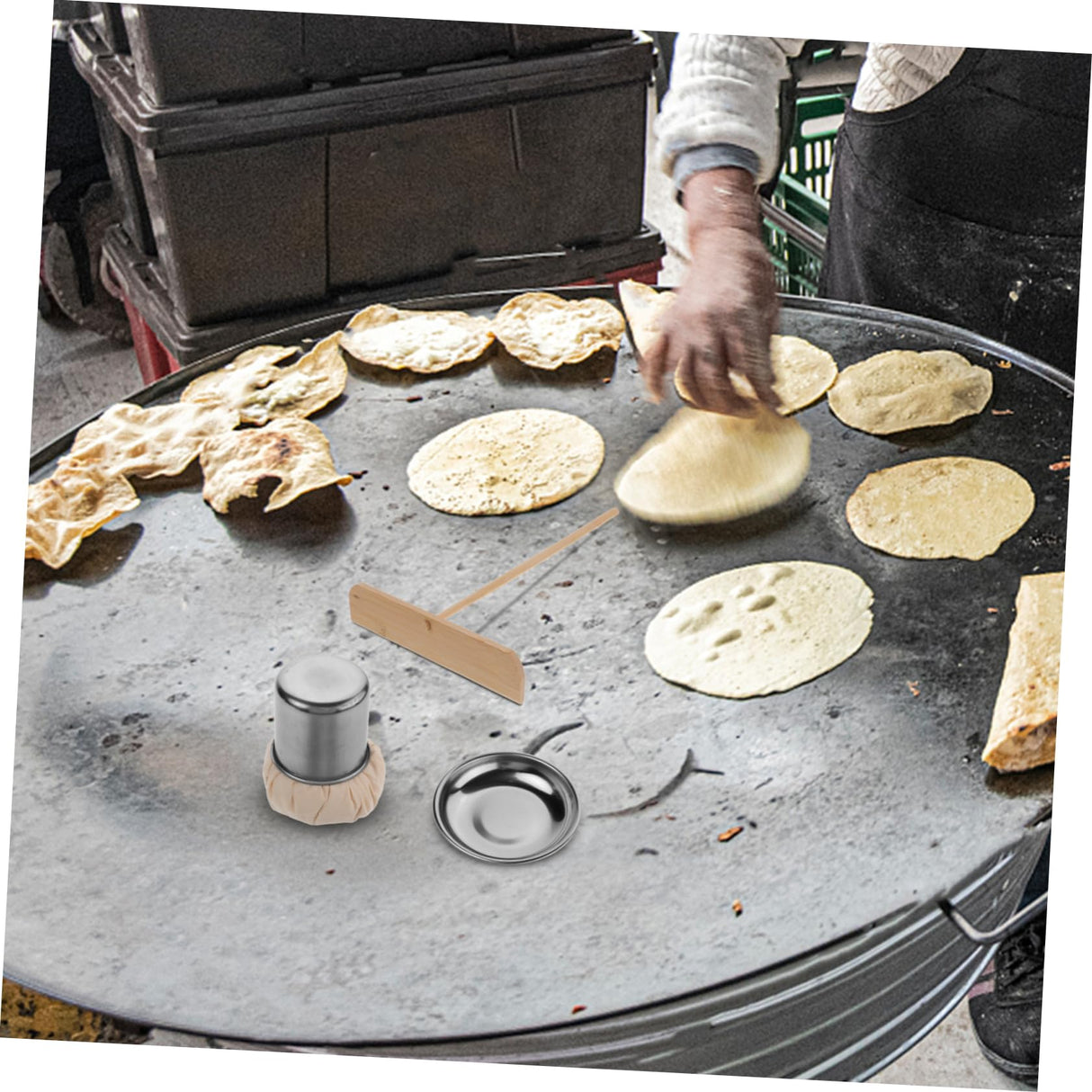 MERRYHAPY 1 Set Pancake Fruit Tool Dough Spreader Oil Brush for Cooking Dough Baking Scraper Crepe Spreader Stick Bbq Oil Mop Pancake Grease Brush Bbq Oil Brush Crepe Spreader Tool Cloth MERRYHAPY