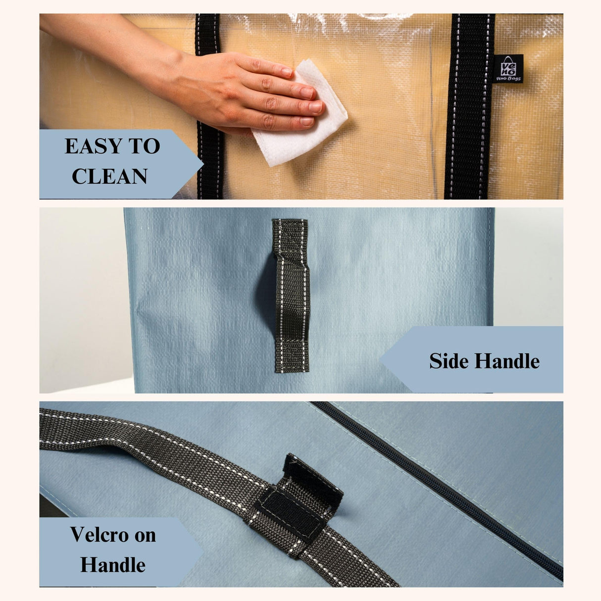 VENO 2 Pack Extra Large Moving Bags, Heavy Duty Storage, Moving Boxes, Large Storage Bins with Lids Alternative for College, Christmas Tree, Packing Supplies Essentials (Light Blue Matte, 2 Pack) VENO