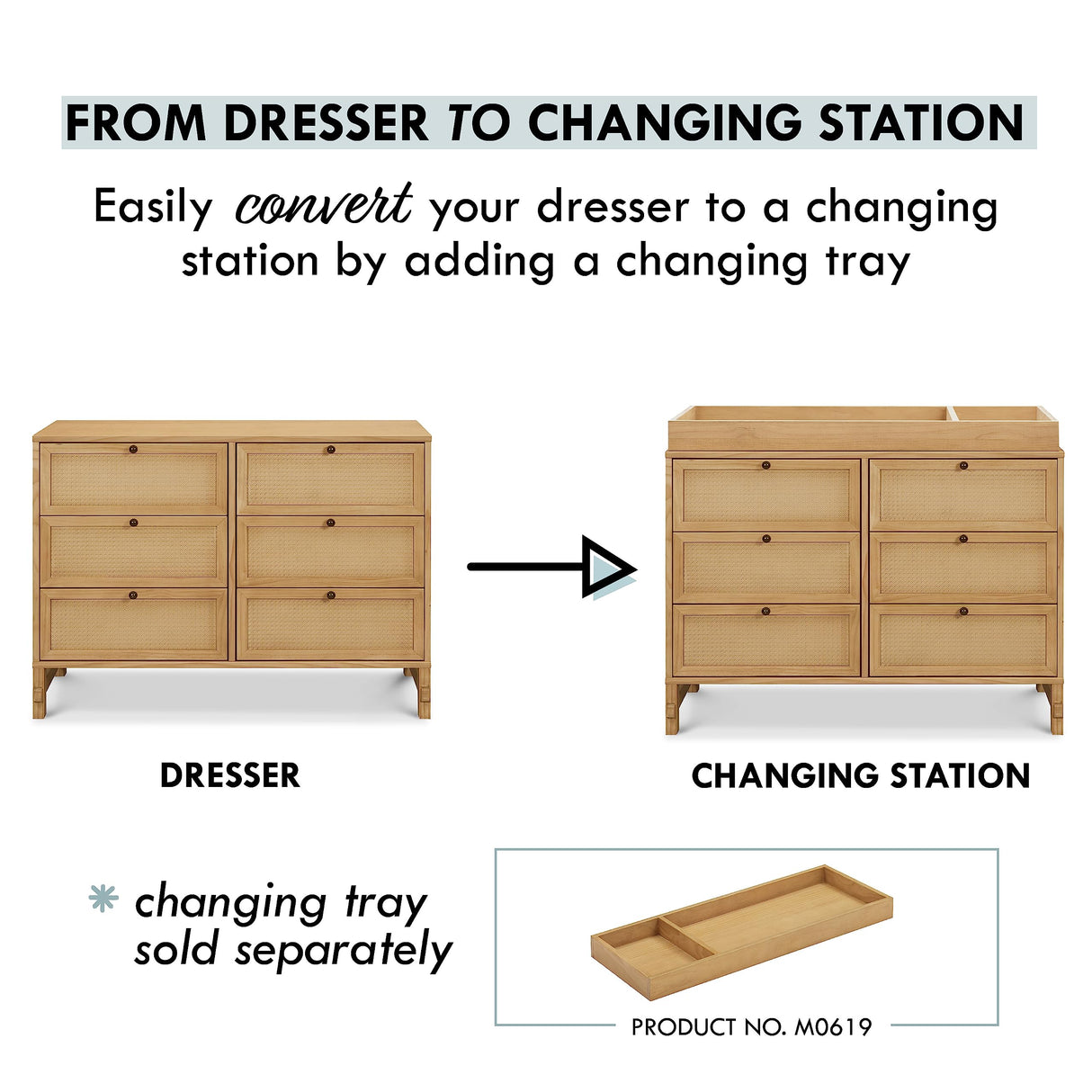 Davinci Margot 6-Drawer Dresser in Honey, GREENGUARD Gold Certified DaVinci