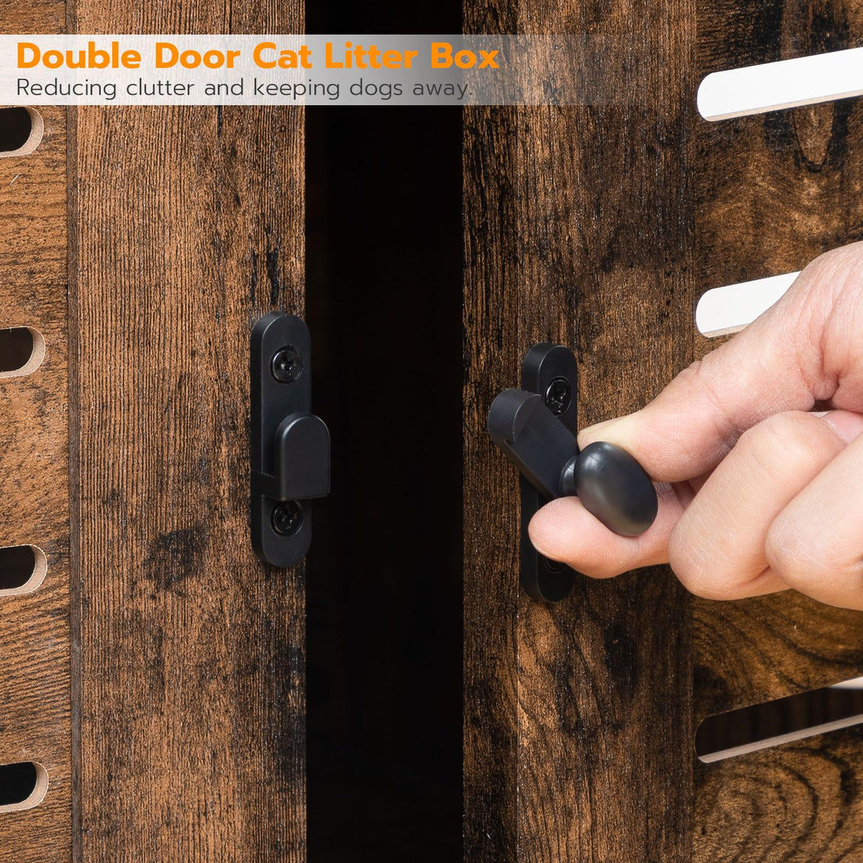 HOOBRO Cat Litter Box Enclosure, Double Door Litter Box Furniture, Hidden Litter Box Furniture, Splash-Proof Litter Control Board, Side Table, Coffee Bedside Table, Rustic Brown FG80MW01 HOOBRO