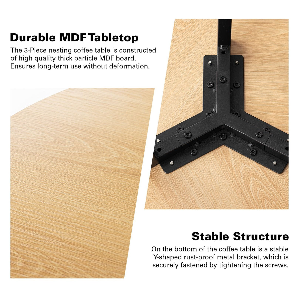 HOMPUS Modern Round Coffee Table, 23.6'' Small Nesting Coffee Table Set of 2, Accent Wood Coffee Tables, Nested Table for Living Room, Bedroom (Original Wood) HOMPUS