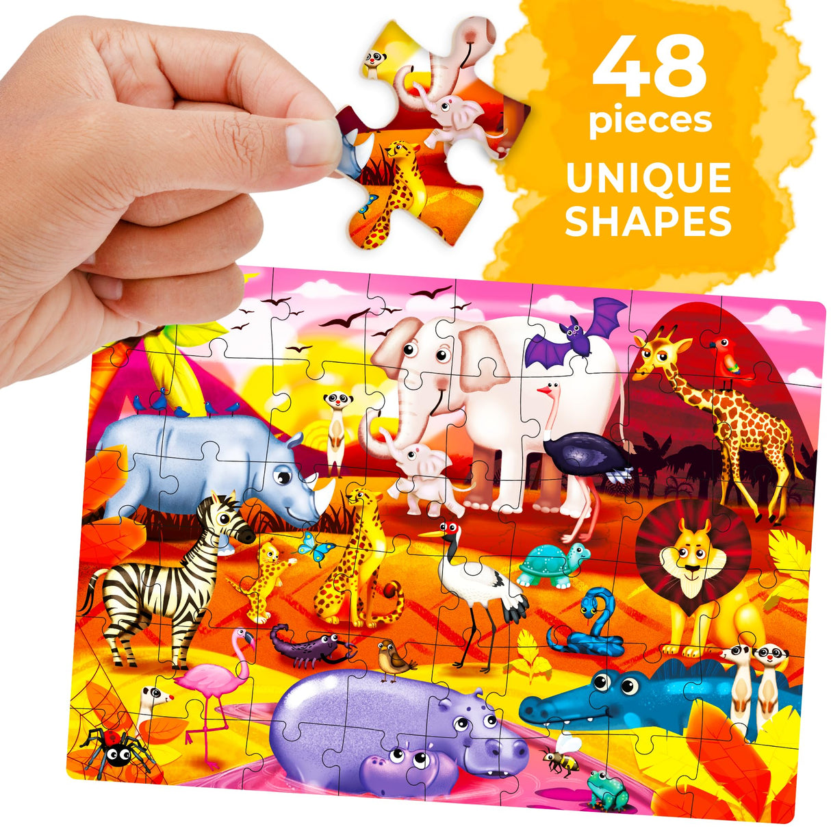 QUOKKA Puzzles for Toddlers 4-6 – 4 x 48 Pieces Jigsaw Puzzles for Kids Ages 3-5 – Learning Farm Animals for 2-4 – Jigsaw Game for Boy and Girl 3-5-7 Year Old QUOKKA