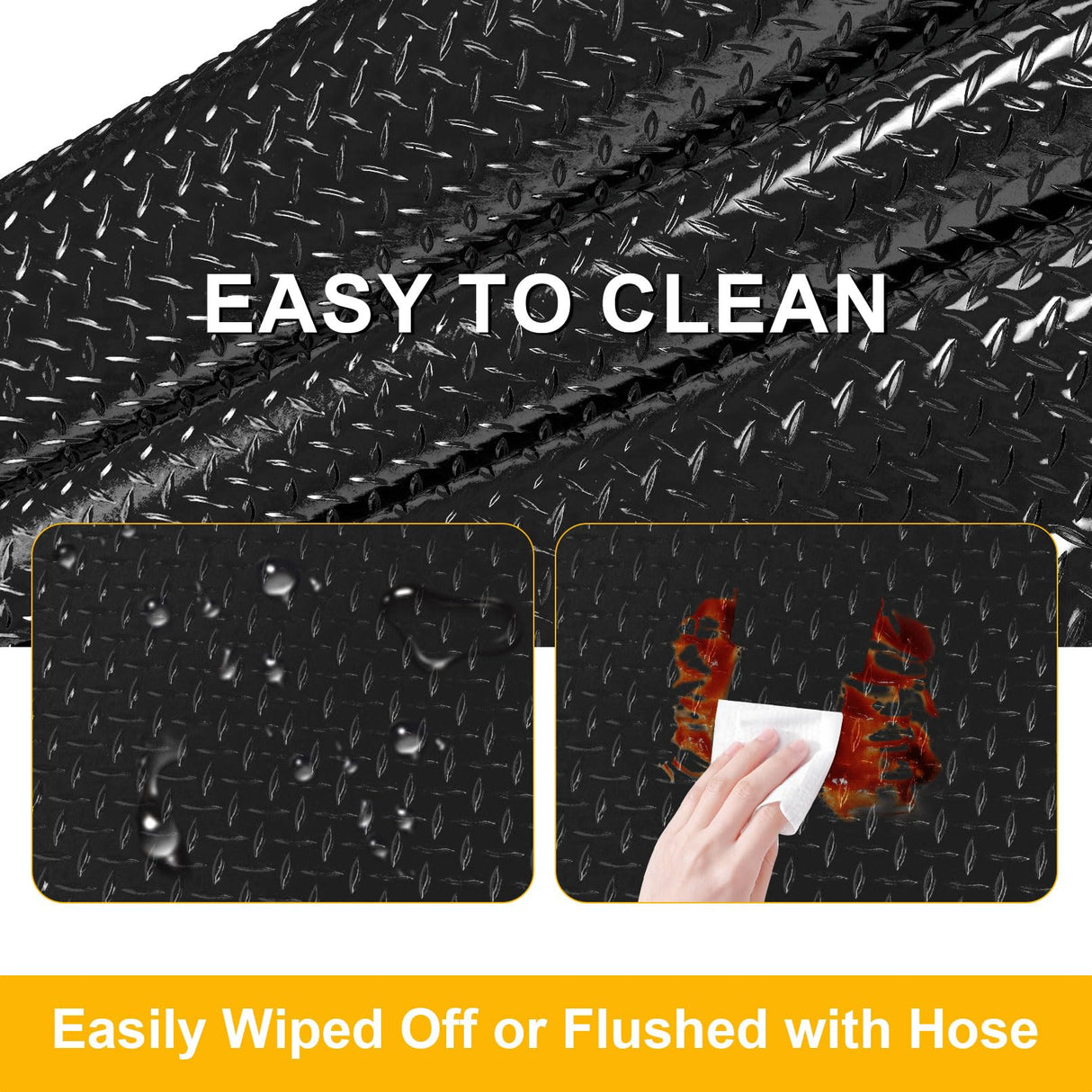 Grandroad auto 8x20 FT Garage Floor Mat, 2.4mm Thicked Flooring Roll 160 sqft Diamond Plate PVC Rubber Trailer Mat, Non-Slip Floor Protector Mat for Garage Warehouse Gyms Boats, Black Grandroad auto