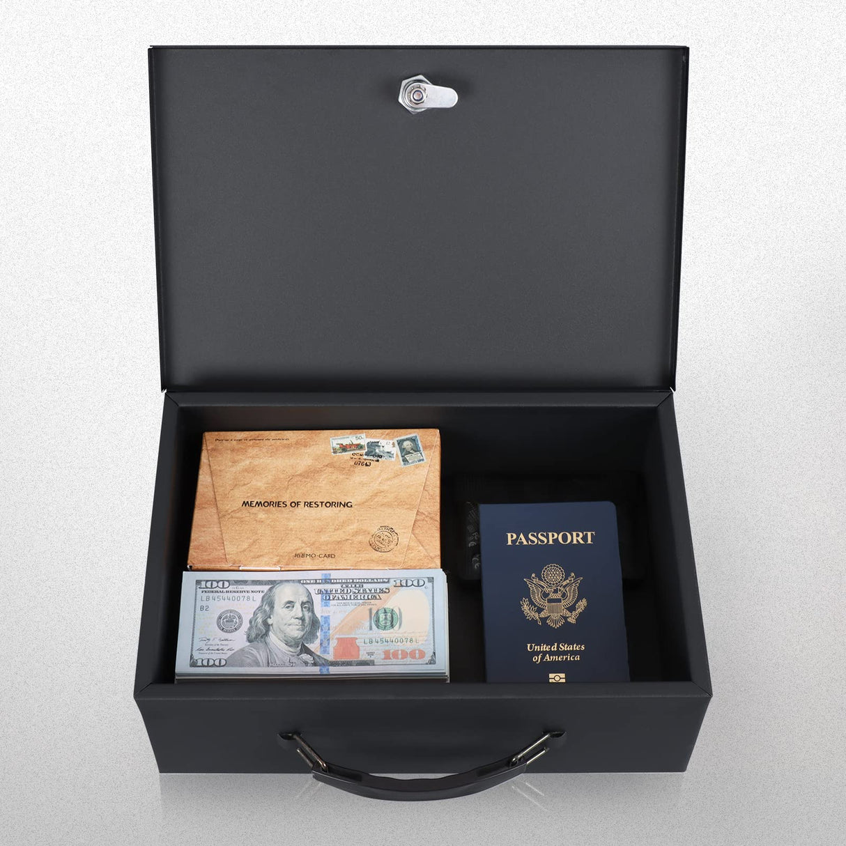 xydled Fire Resistant Safe Fire Safe Box with Key Lock for Home Office Security Storage for Valuables Documents,12.8 x 8.5 x 4.5 Inch,Black xydled